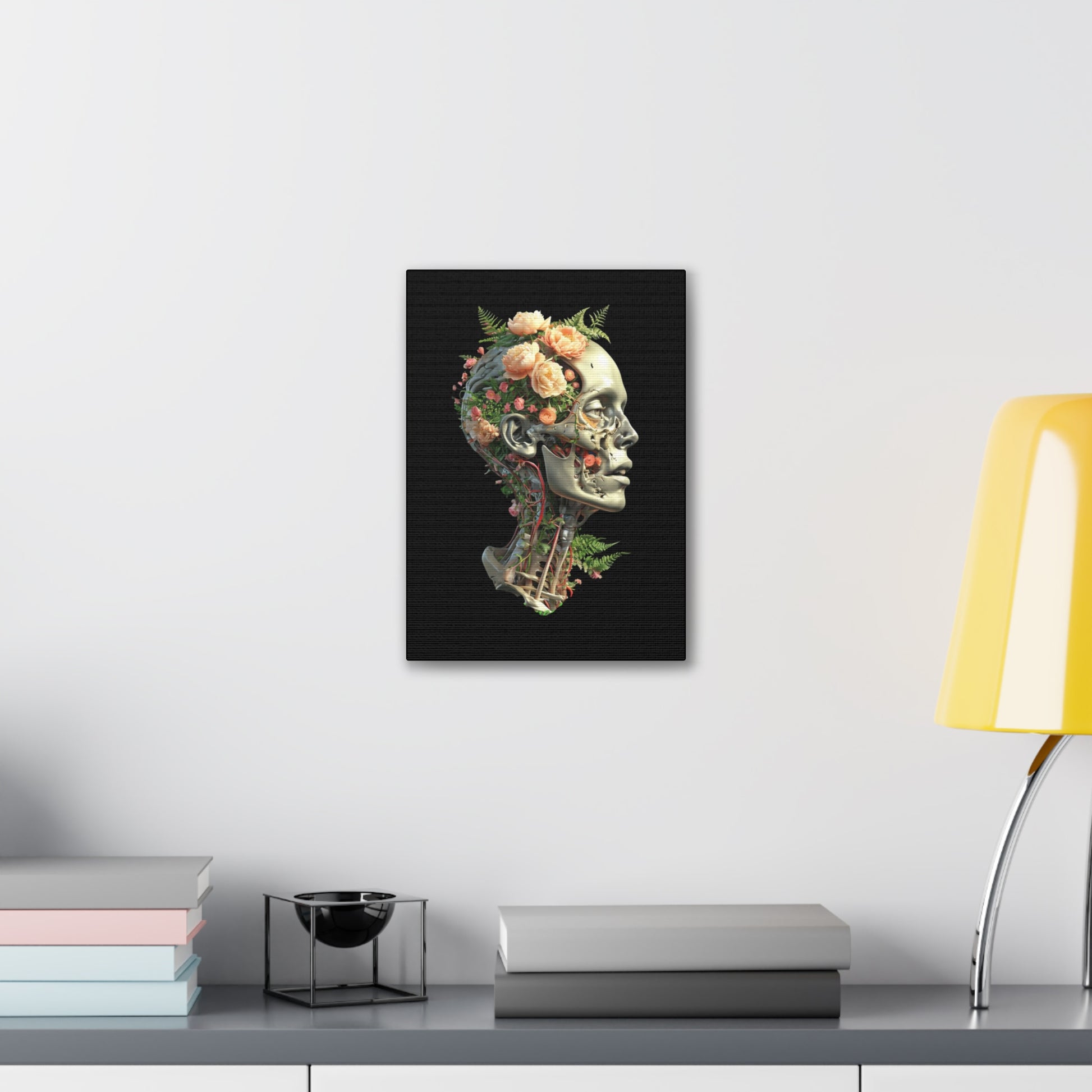 Floral Anatomical Canvas Art, Botanical Skull Print, Home Decor, Gift for Medical Students, Unique Wall Art, Modern Art Decor