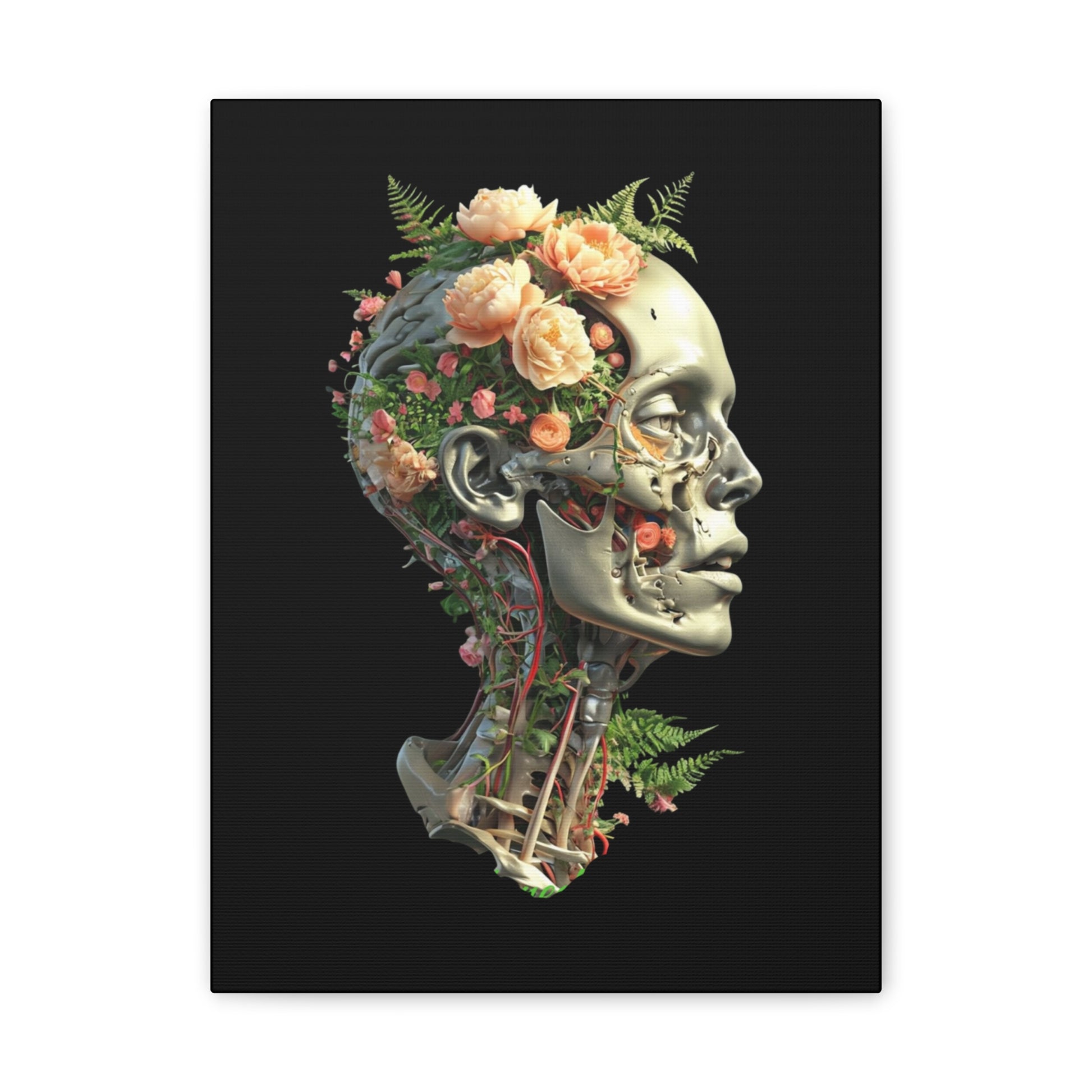 Floral Anatomical Canvas Art, Botanical Skull Print, Home Decor, Gift for Medical Students, Unique Wall Art, Modern Art Decor