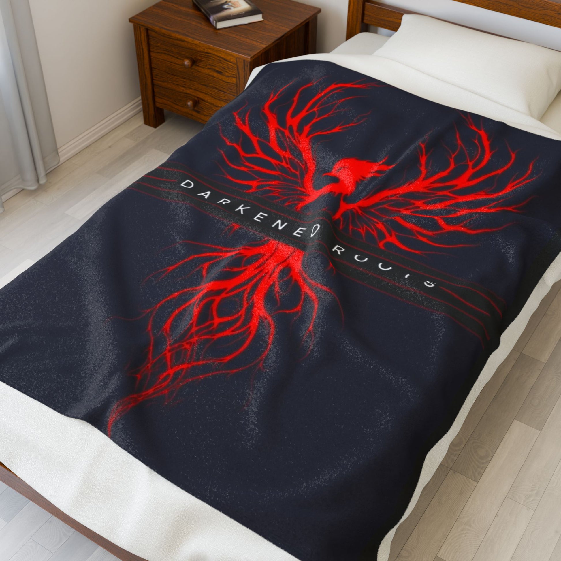 Fiery Phoenix Velveteen Plush Blanket | Cozy Throw for Home, Gifts, Festivals, Relaxation, Movie Nights, Dark Aesthetic Decor