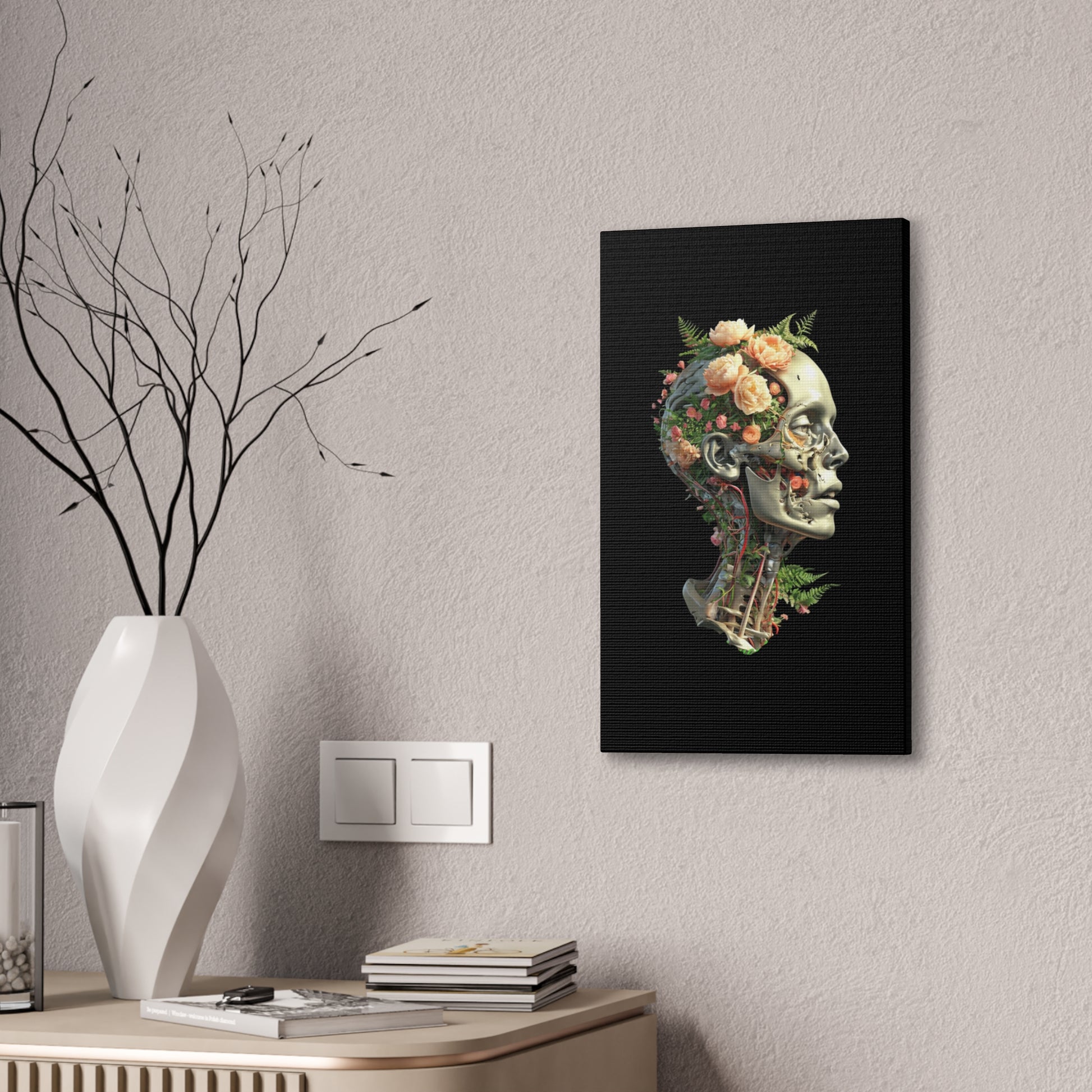 Floral Anatomical Canvas Art, Botanical Skull Print, Home Decor, Gift for Medical Students, Unique Wall Art, Modern Art Decor
