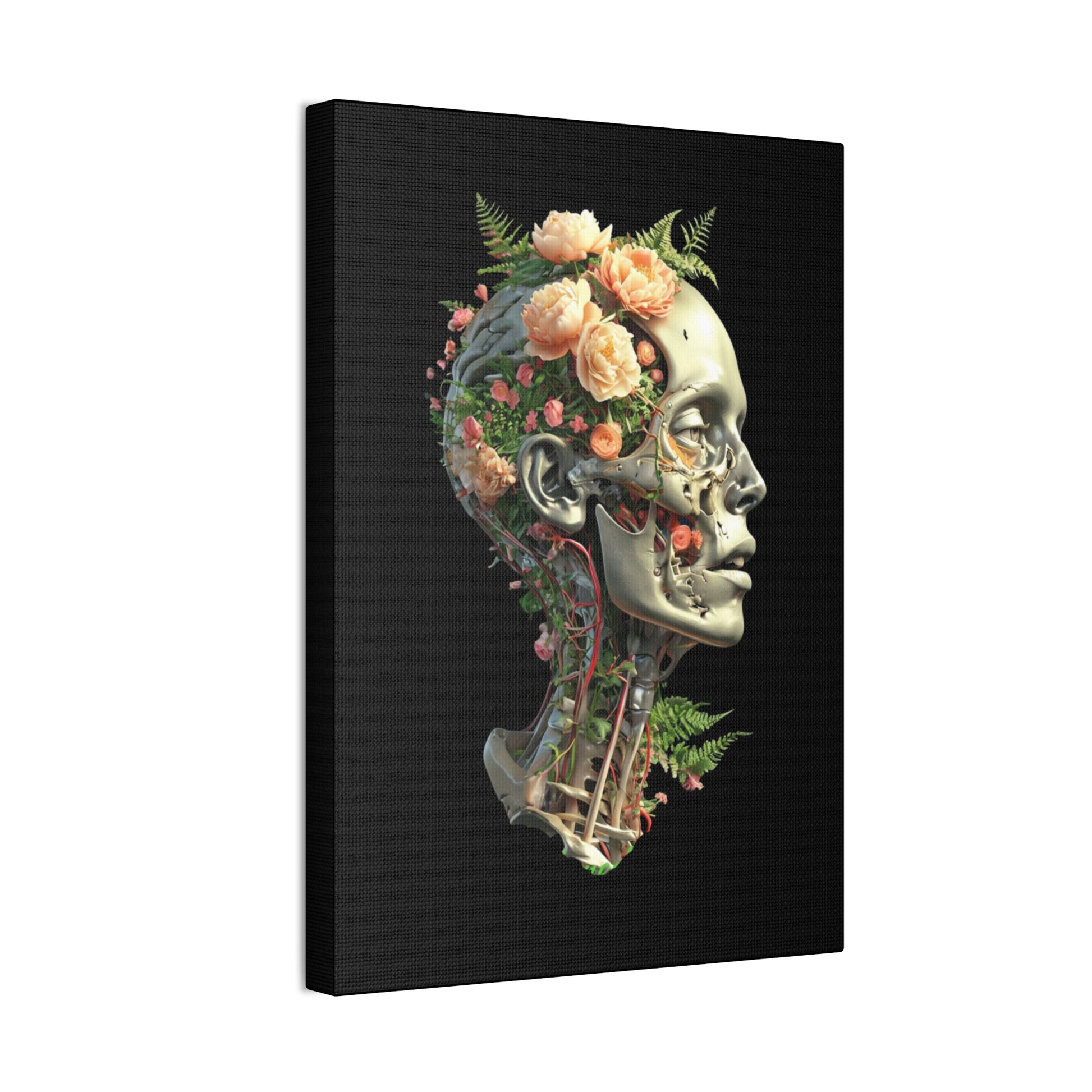Floral Anatomical Canvas Art, Botanical Skull Print, Home Decor, Gift for Medical Students, Unique Wall Art, Modern Art Decor