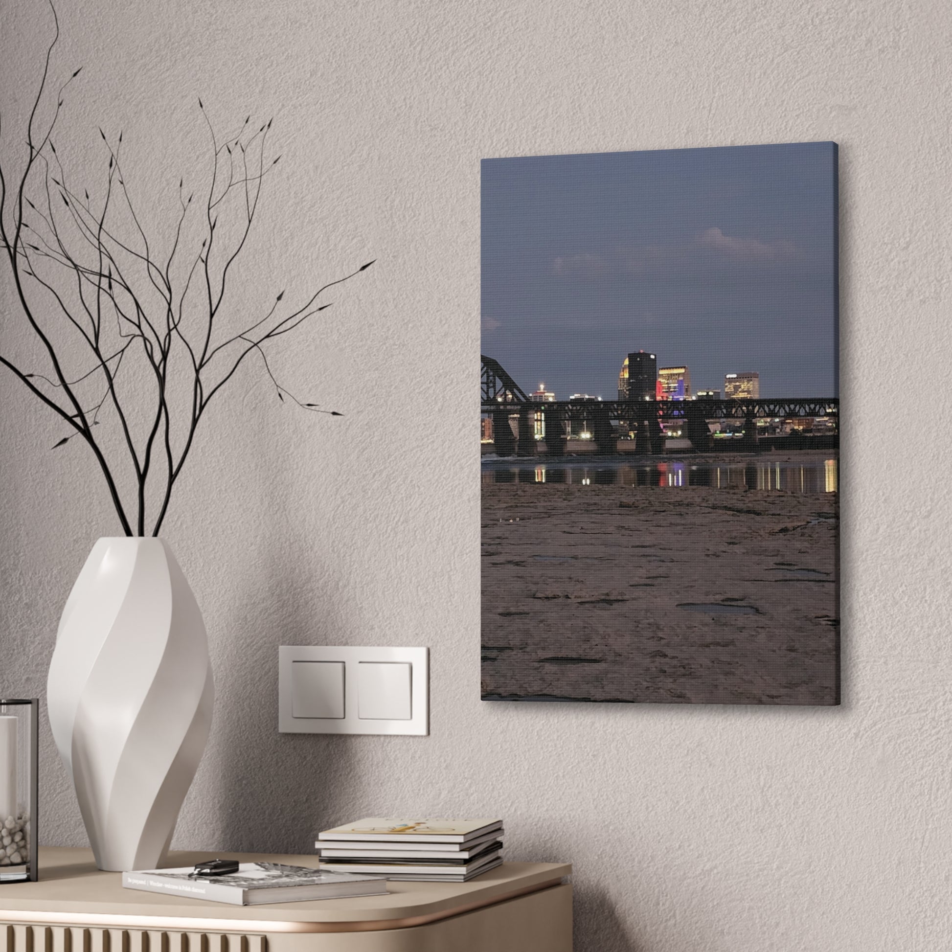 Urban Nightscape Canvas Art, Modern Wall Decor, Cityscape Print, Home Aesthetic, Living Room Artwork