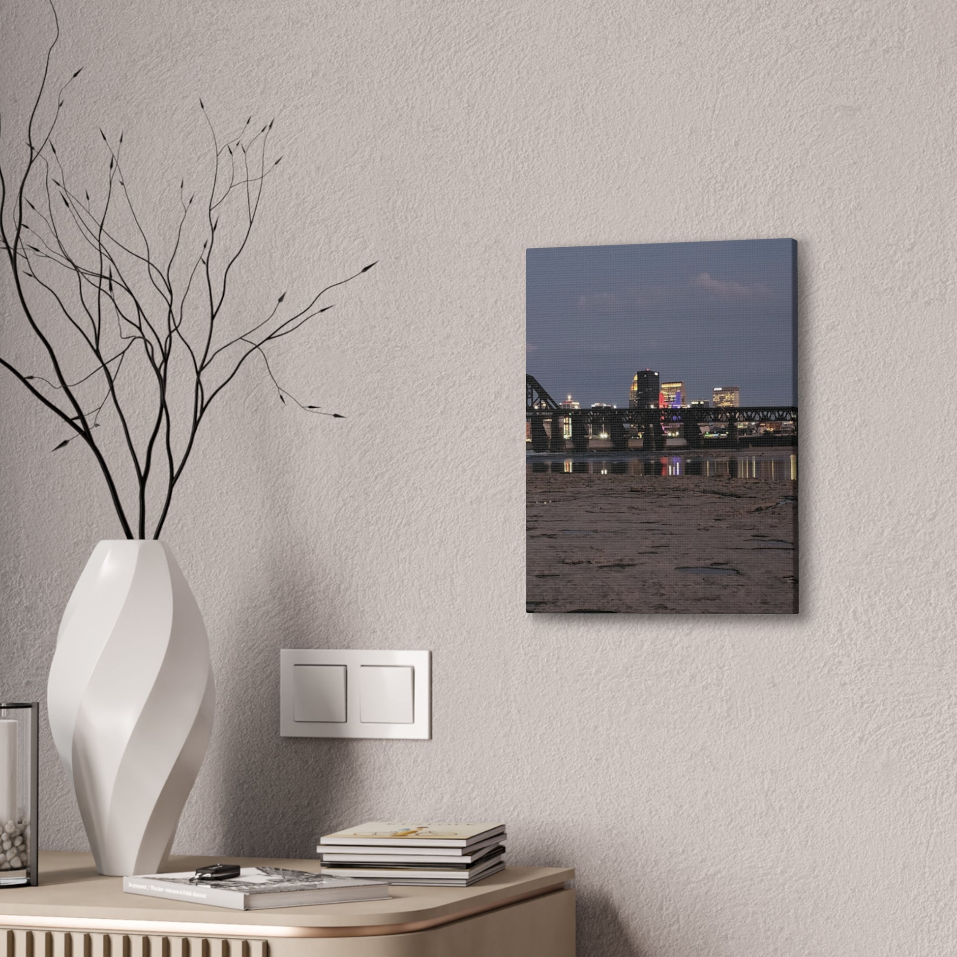 Urban Nightscape Canvas Art, Modern Wall Decor, Cityscape Print, Home Aesthetic, Living Room Artwork