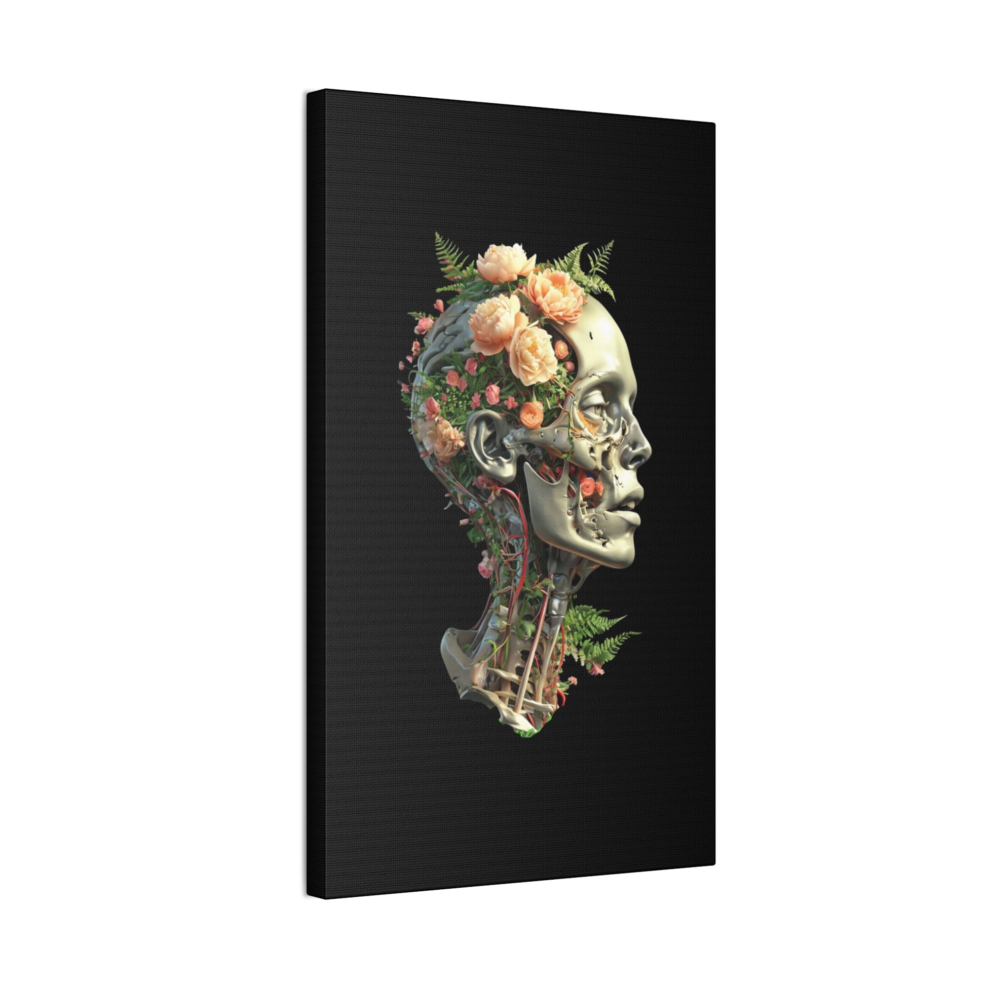 Floral Anatomical Canvas Art, Botanical Skull Print, Home Decor, Gift for Medical Students, Unique Wall Art, Modern Art Decor