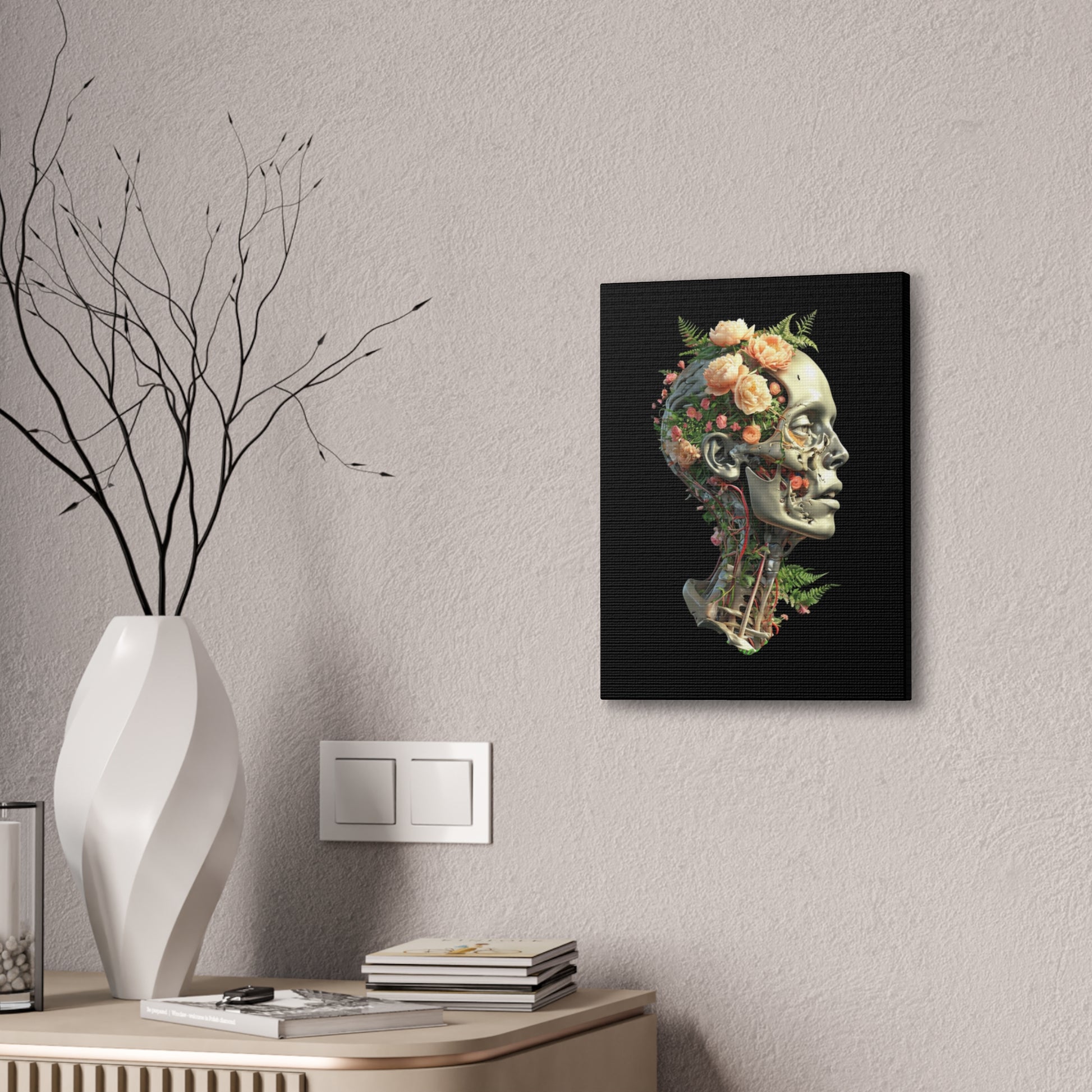 Floral Anatomical Canvas Art, Botanical Skull Print, Home Decor, Gift for Medical Students, Unique Wall Art, Modern Art Decor