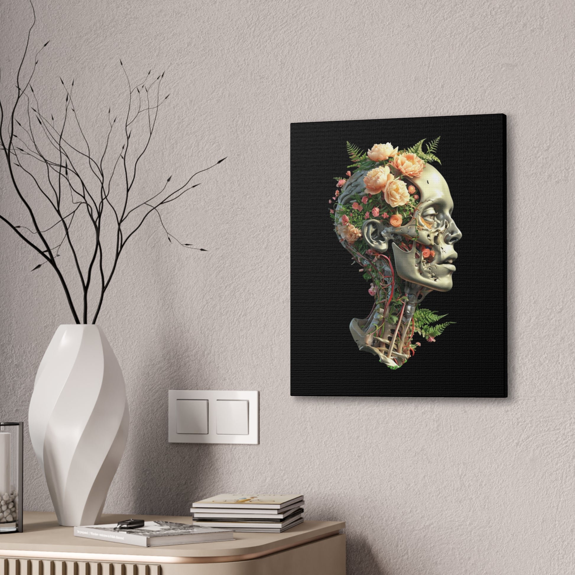 Floral Anatomical Canvas Art, Botanical Skull Print, Home Decor, Gift for Medical Students, Unique Wall Art, Modern Art Decor