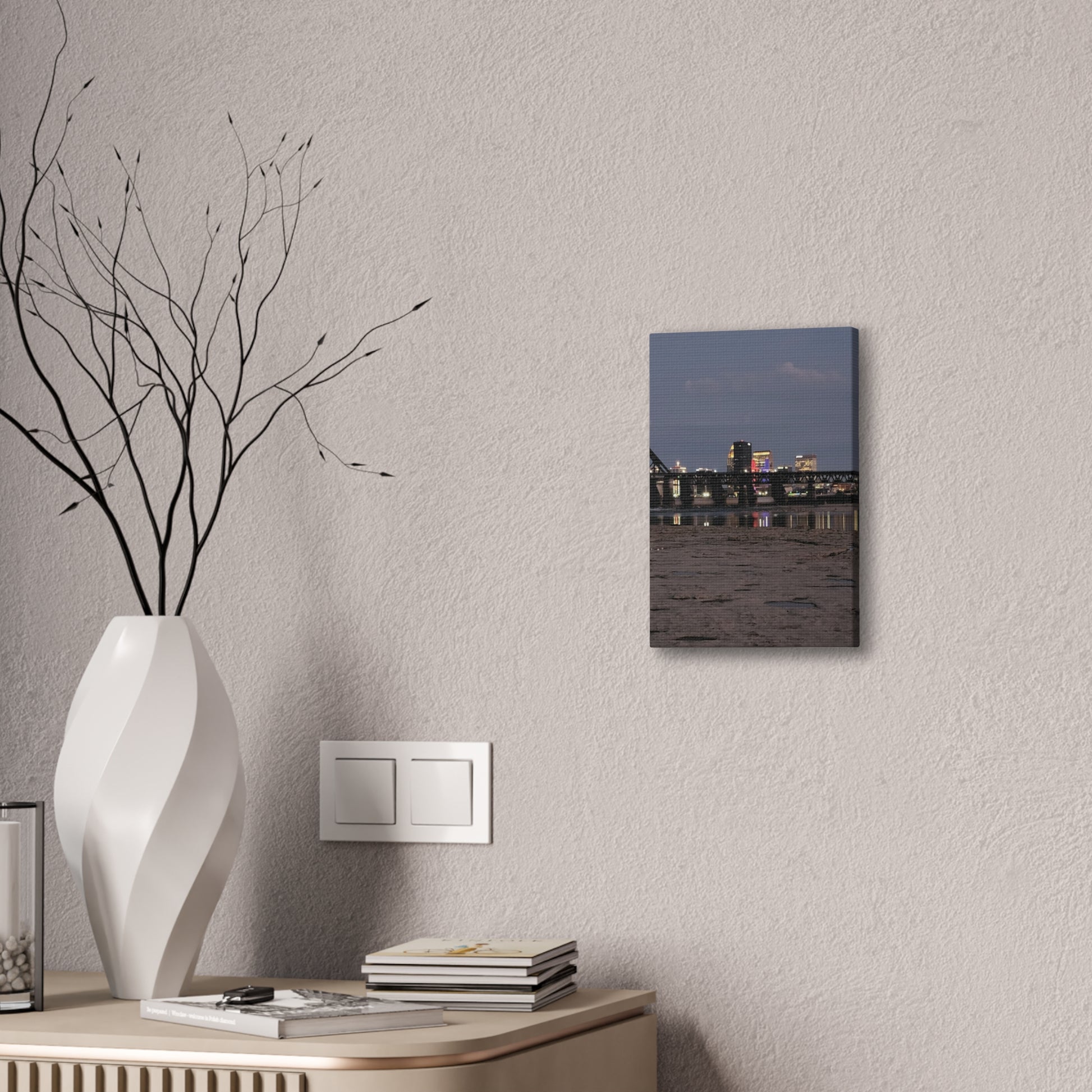 Urban Nightscape Canvas Art, Modern Wall Decor, Cityscape Print, Home Aesthetic, Living Room Artwork