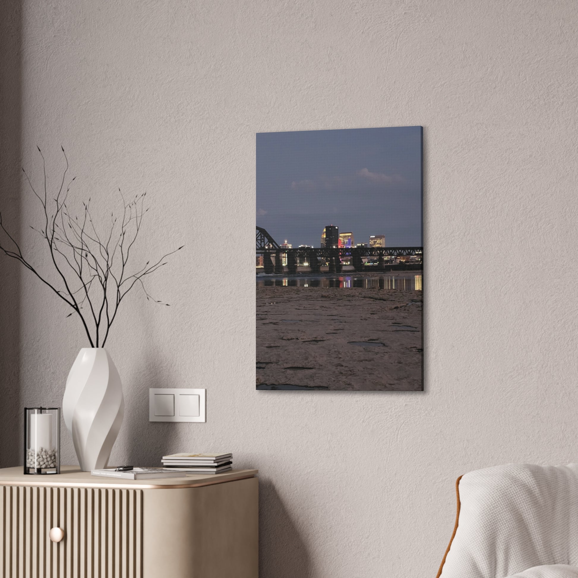 Urban Nightscape Canvas Art, Modern Wall Decor, Cityscape Print, Home Aesthetic, Living Room Artwork