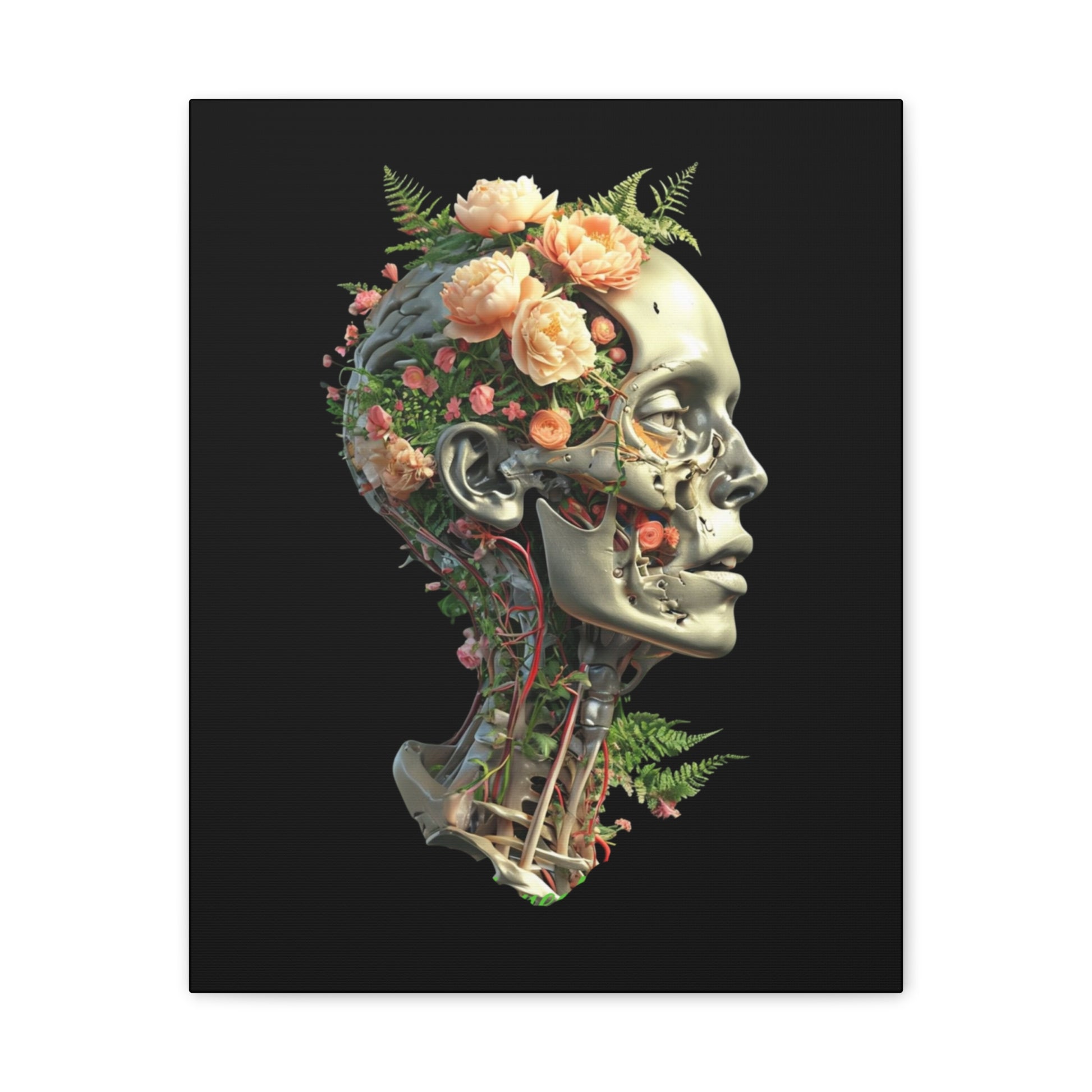 Floral Anatomical Canvas Art, Botanical Skull Print, Home Decor, Gift for Medical Students, Unique Wall Art, Modern Art Decor