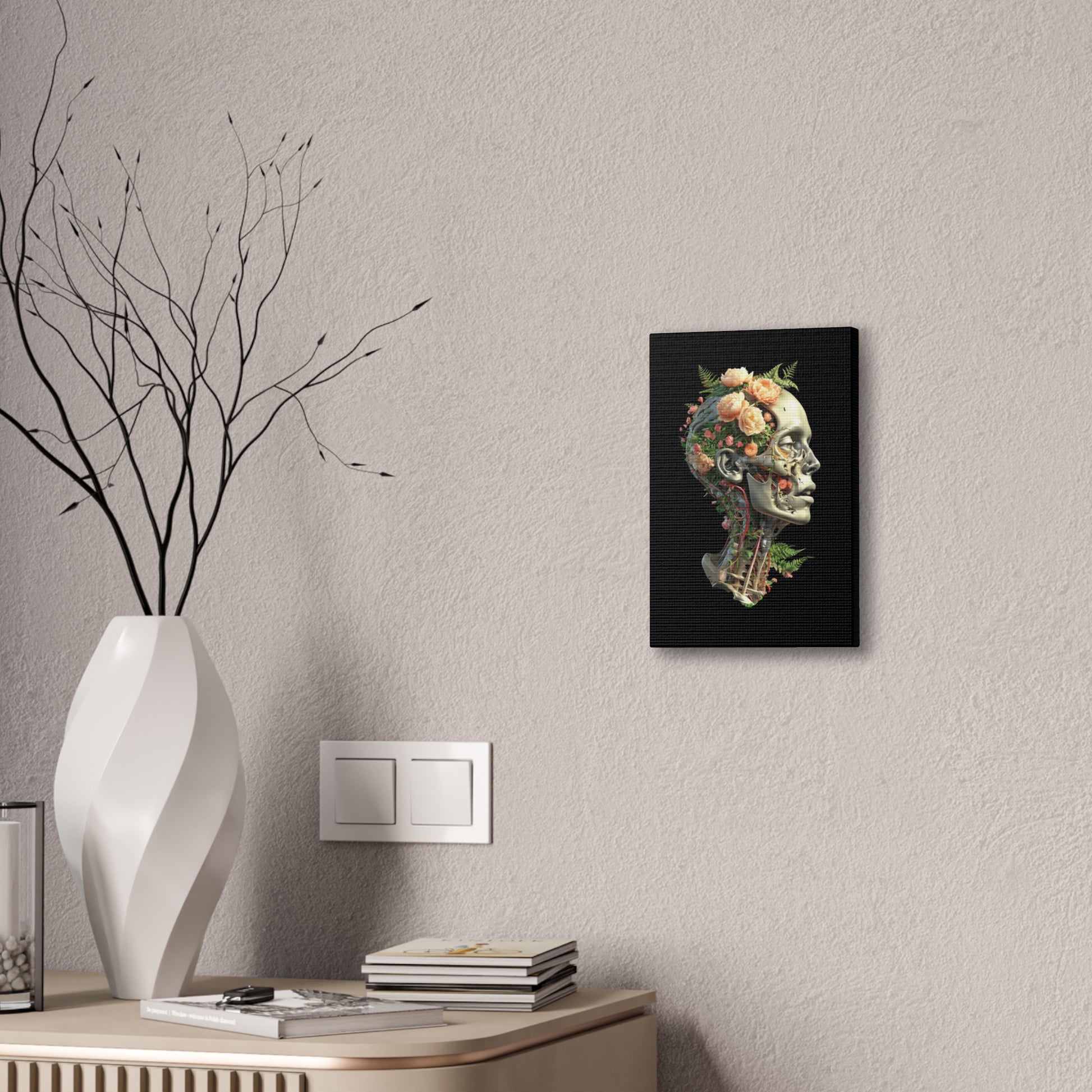 Floral Anatomical Canvas Art, Botanical Skull Print, Home Decor, Gift for Medical Students, Unique Wall Art, Modern Art Decor