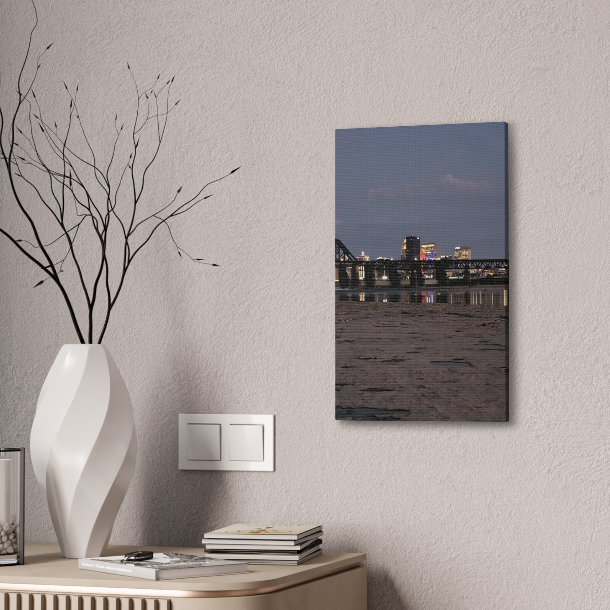 Urban Nightscape Canvas Art, Modern Wall Decor, Cityscape Print, Home Aesthetic, Living Room Artwork