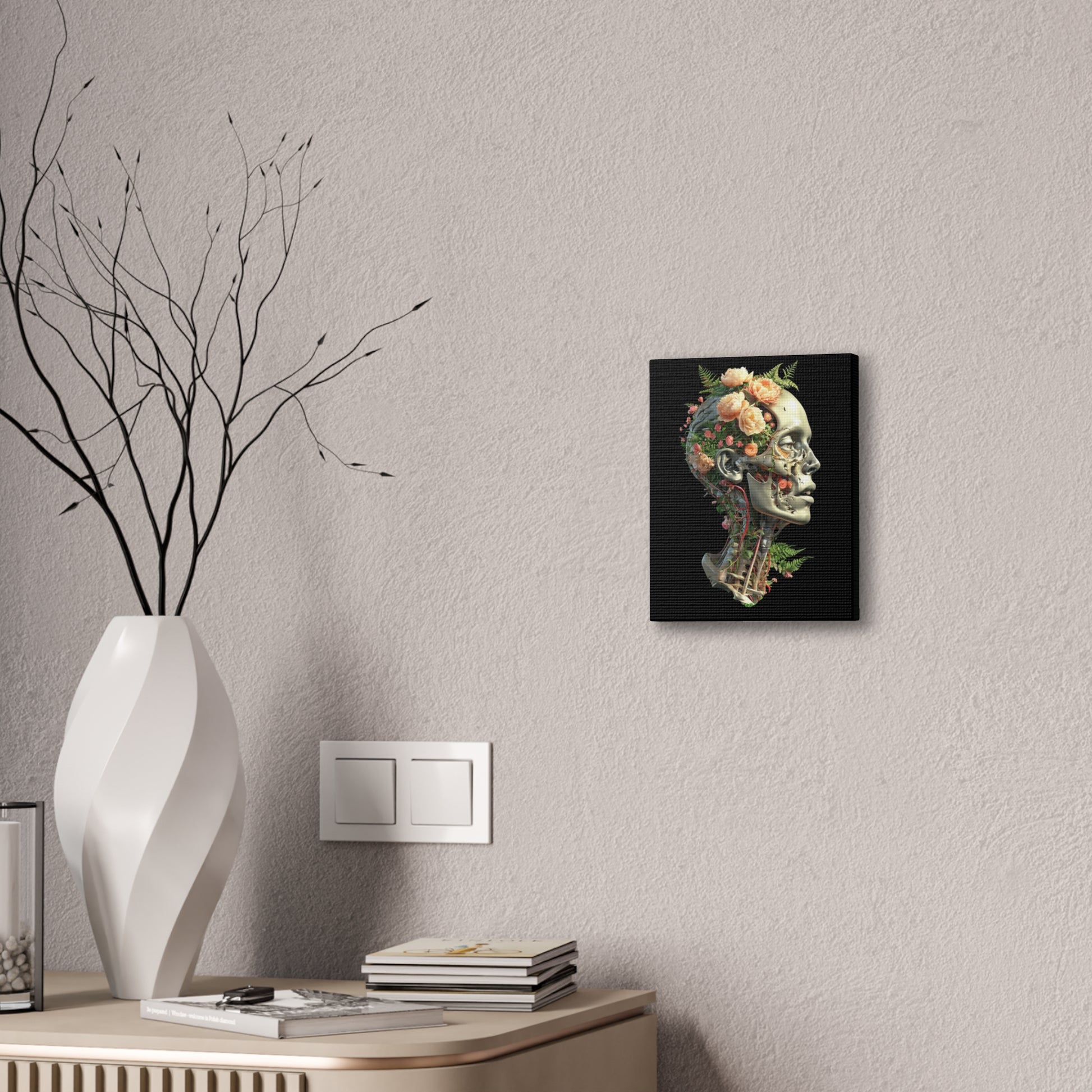 Floral Anatomical Canvas Art, Botanical Skull Print, Home Decor, Gift for Medical Students, Unique Wall Art, Modern Art Decor