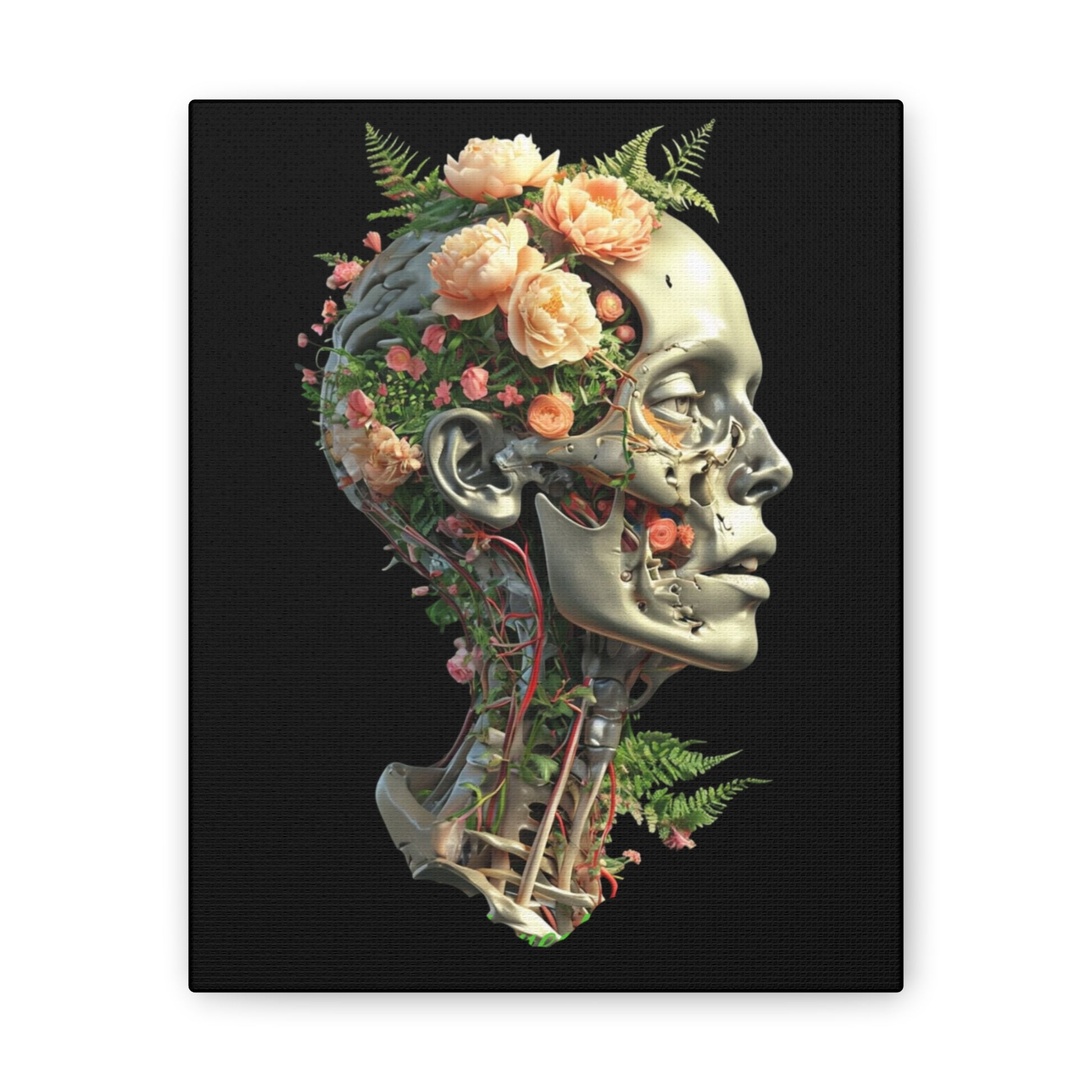Floral Anatomical Canvas Art, Botanical Skull Print, Home Decor, Gift for Medical Students, Unique Wall Art, Modern Art Decor