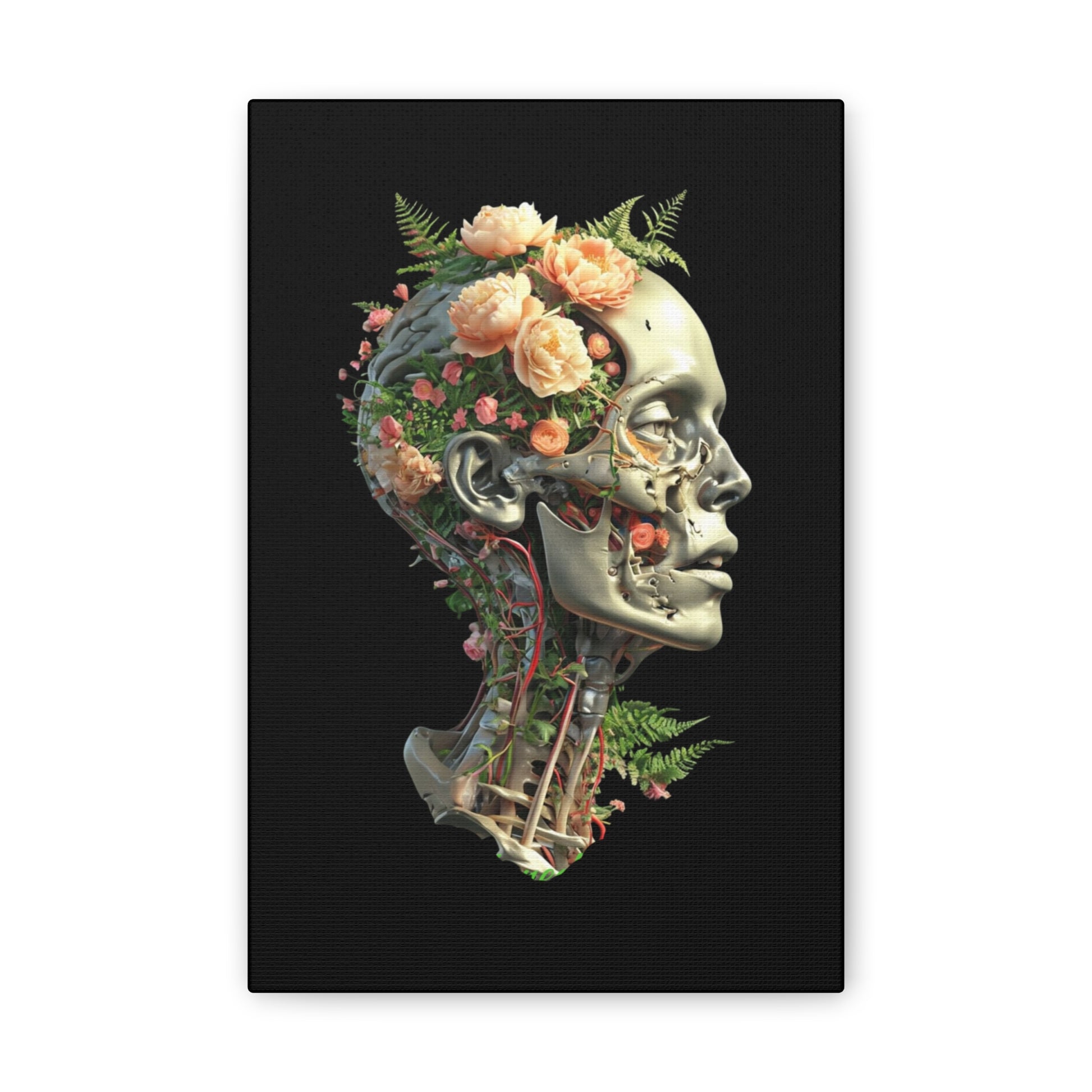 Floral Anatomical Canvas Art, Botanical Skull Print, Home Decor, Gift for Medical Students, Unique Wall Art, Modern Art Decor