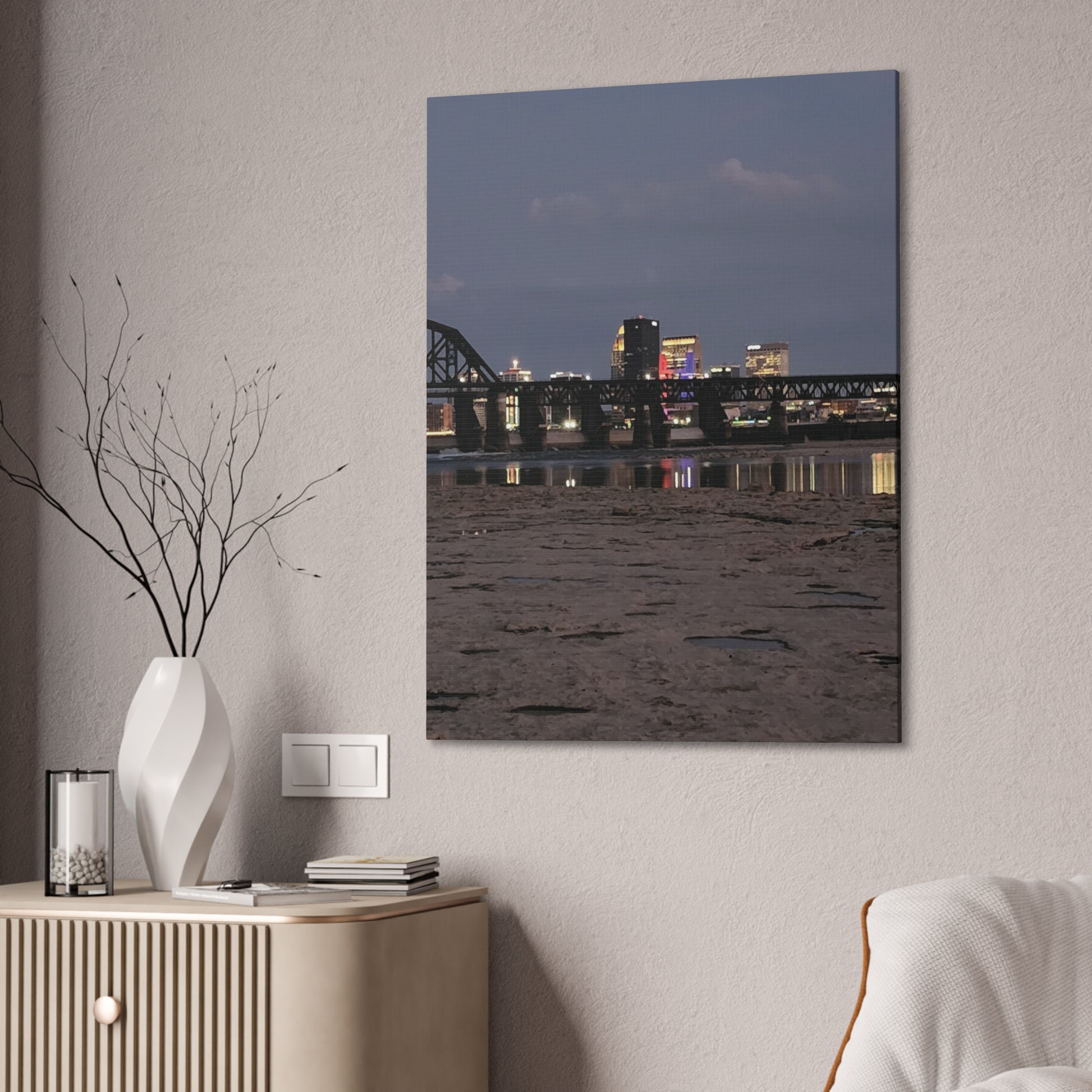 Urban Nightscape Canvas Art, Modern Wall Decor, Cityscape Print, Home Aesthetic, Living Room Artwork