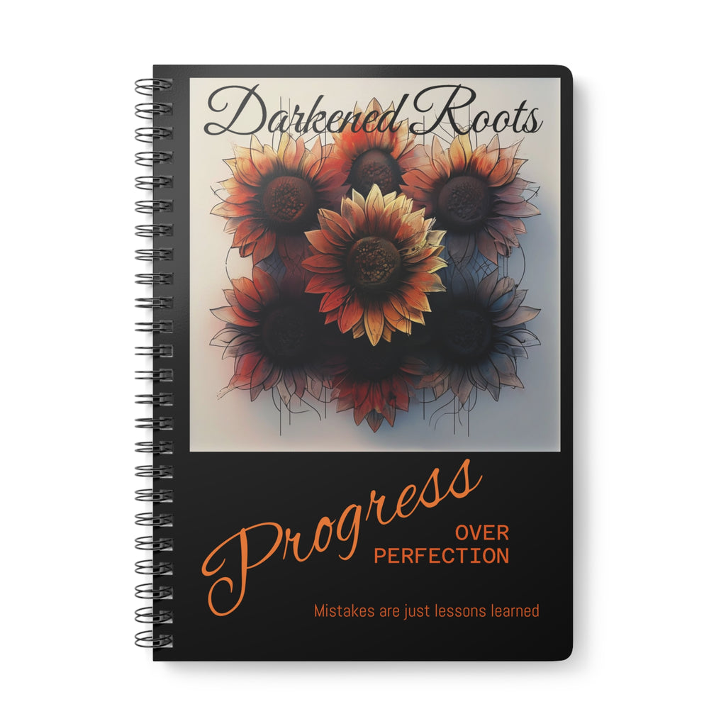 Sunflower Inspirational Notebook, A5 Softcover Journal, Progress Over Perfection Motivation, Gift for Writers, School Supplies