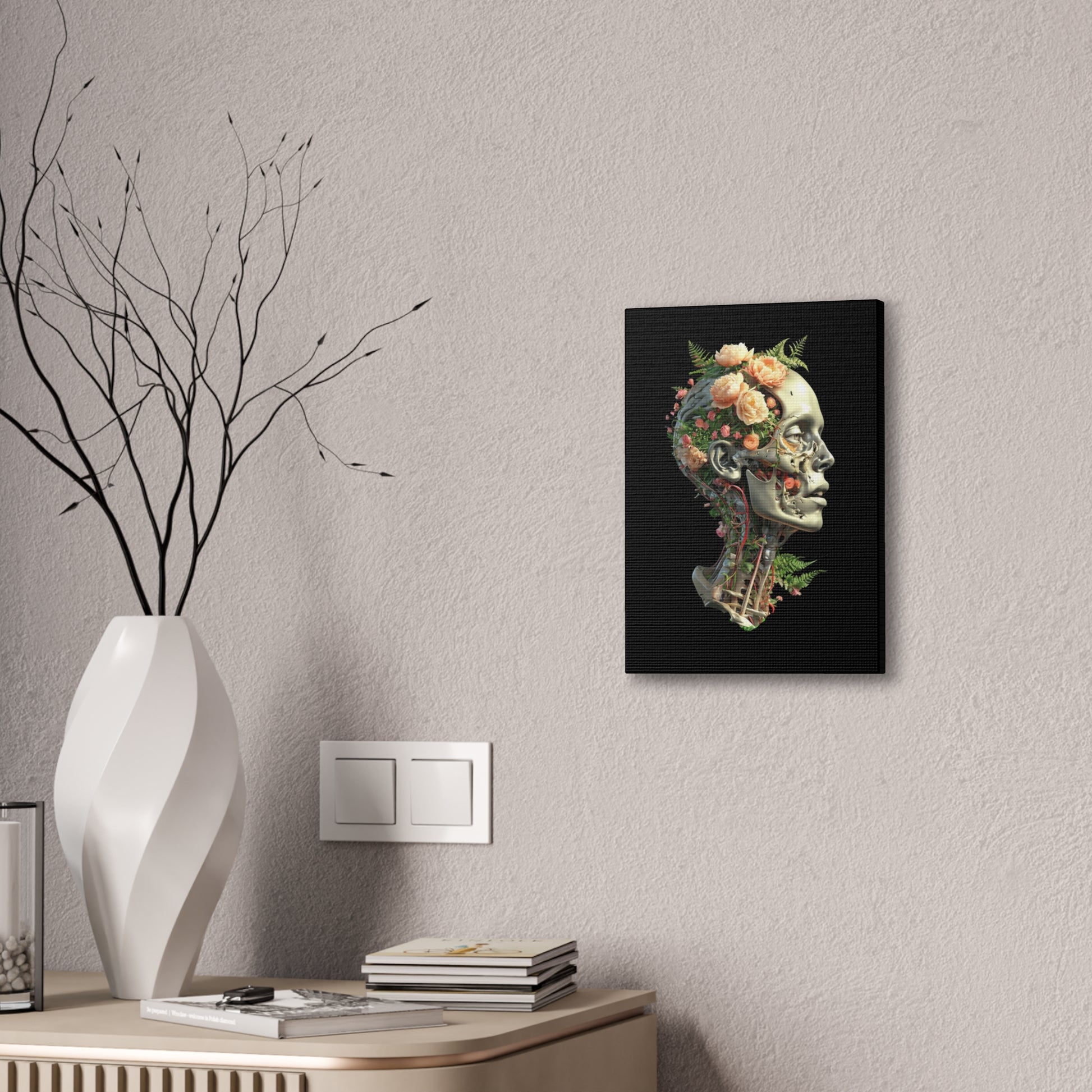 Floral Anatomical Canvas Art, Botanical Skull Print, Home Decor, Gift for Medical Students, Unique Wall Art, Modern Art Decor