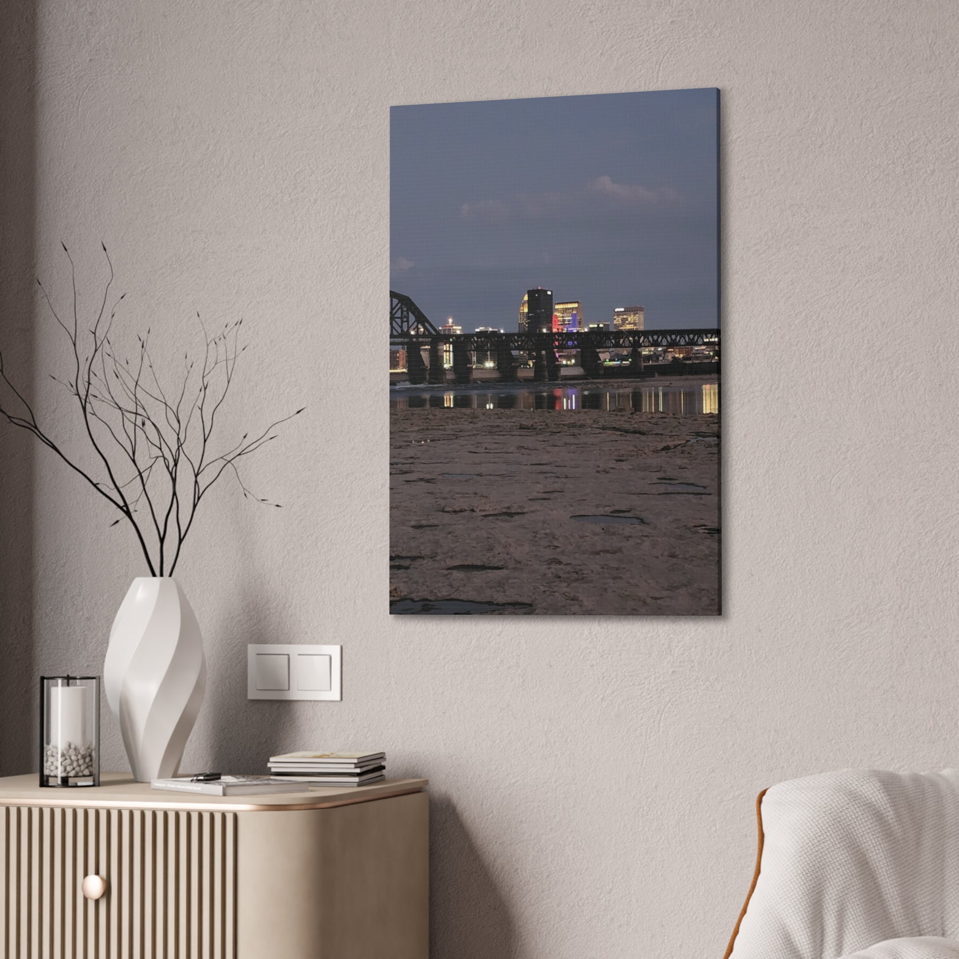 Urban Nightscape Canvas Art, Modern Wall Decor, Cityscape Print, Home Aesthetic, Living Room Artwork