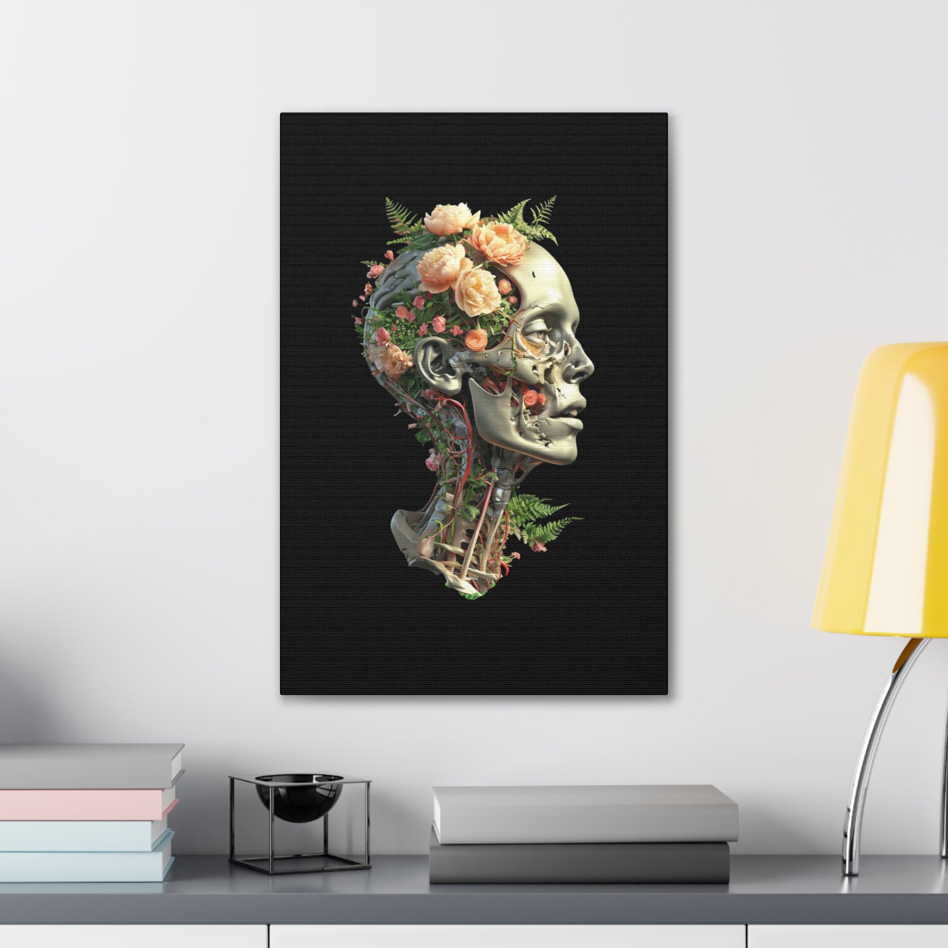 Floral Anatomical Canvas Art, Botanical Skull Print, Home Decor, Gift for Medical Students, Unique Wall Art, Modern Art Decor