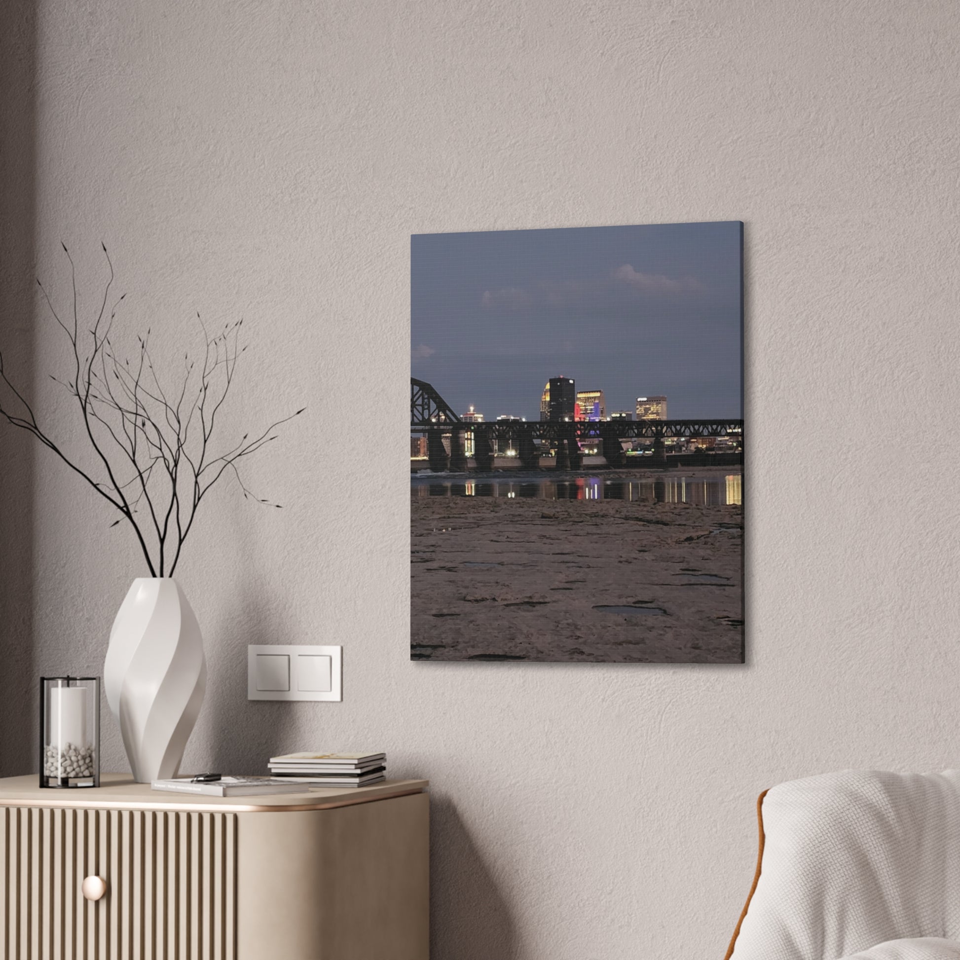 Urban Nightscape Canvas Art, Modern Wall Decor, Cityscape Print, Home Aesthetic, Living Room Artwork