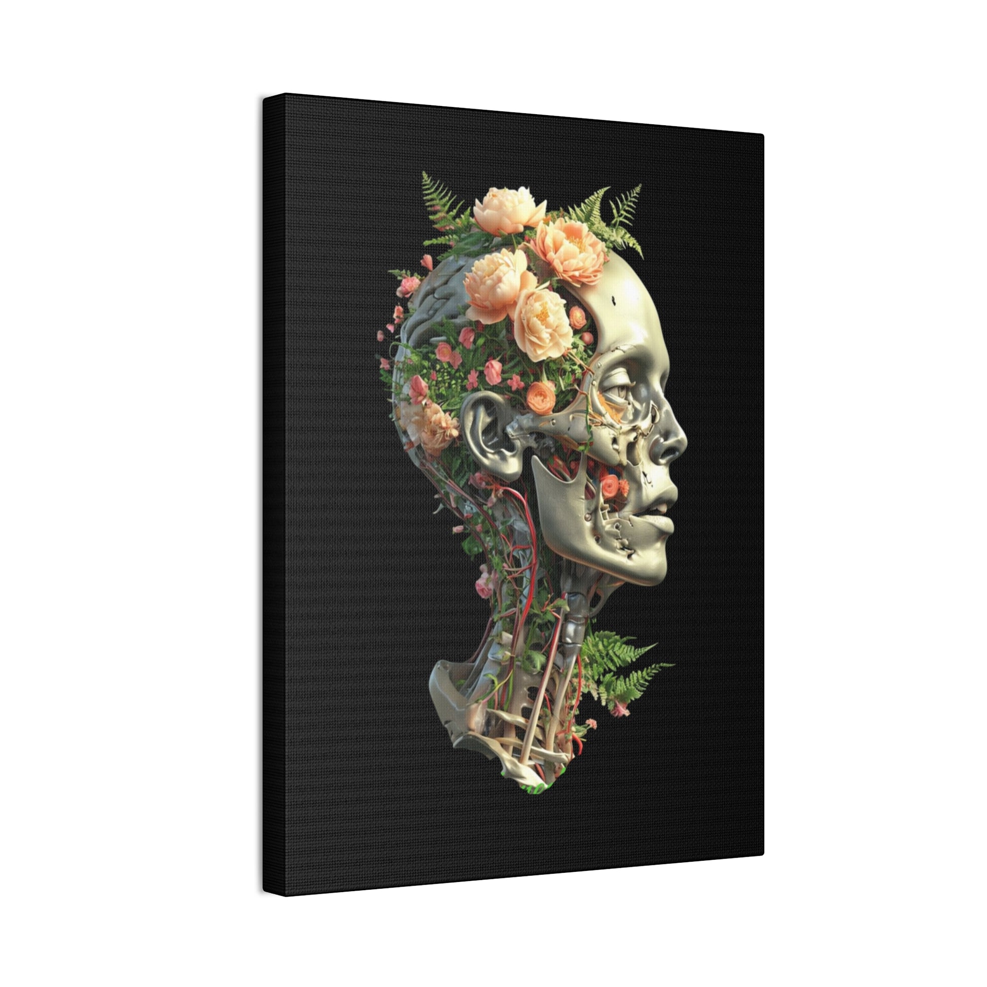 Floral Anatomical Canvas Art, Botanical Skull Print, Home Decor, Gift for Medical Students, Unique Wall Art, Modern Art Decor