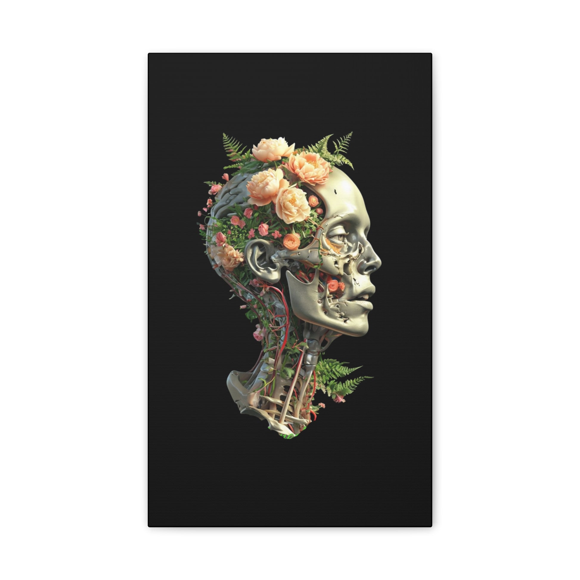 Floral Anatomical Canvas Art, Botanical Skull Print, Home Decor, Gift for Medical Students, Unique Wall Art, Modern Art Decor
