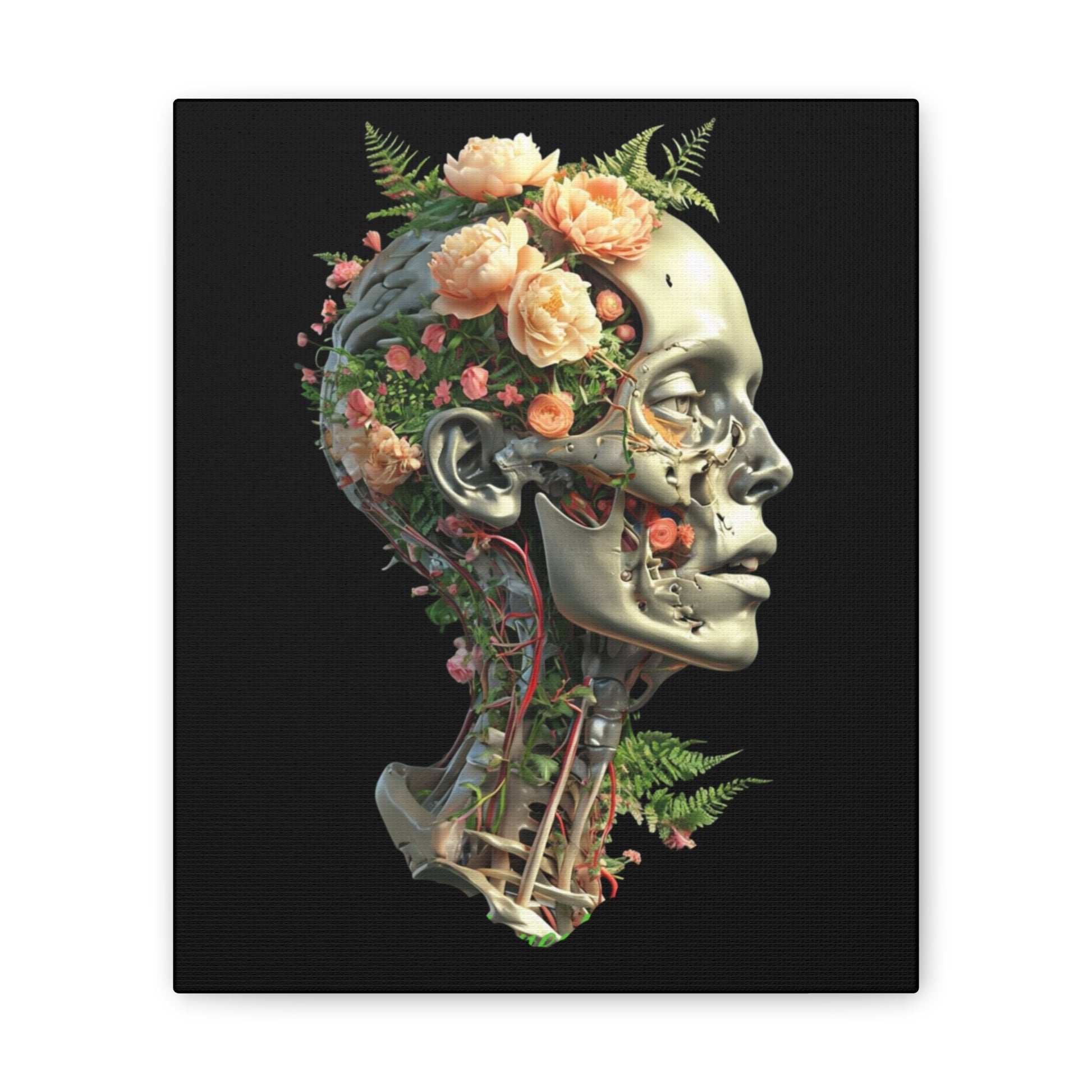 Floral Anatomical Canvas Art, Botanical Skull Print, Home Decor, Gift for Medical Students, Unique Wall Art, Modern Art Decor