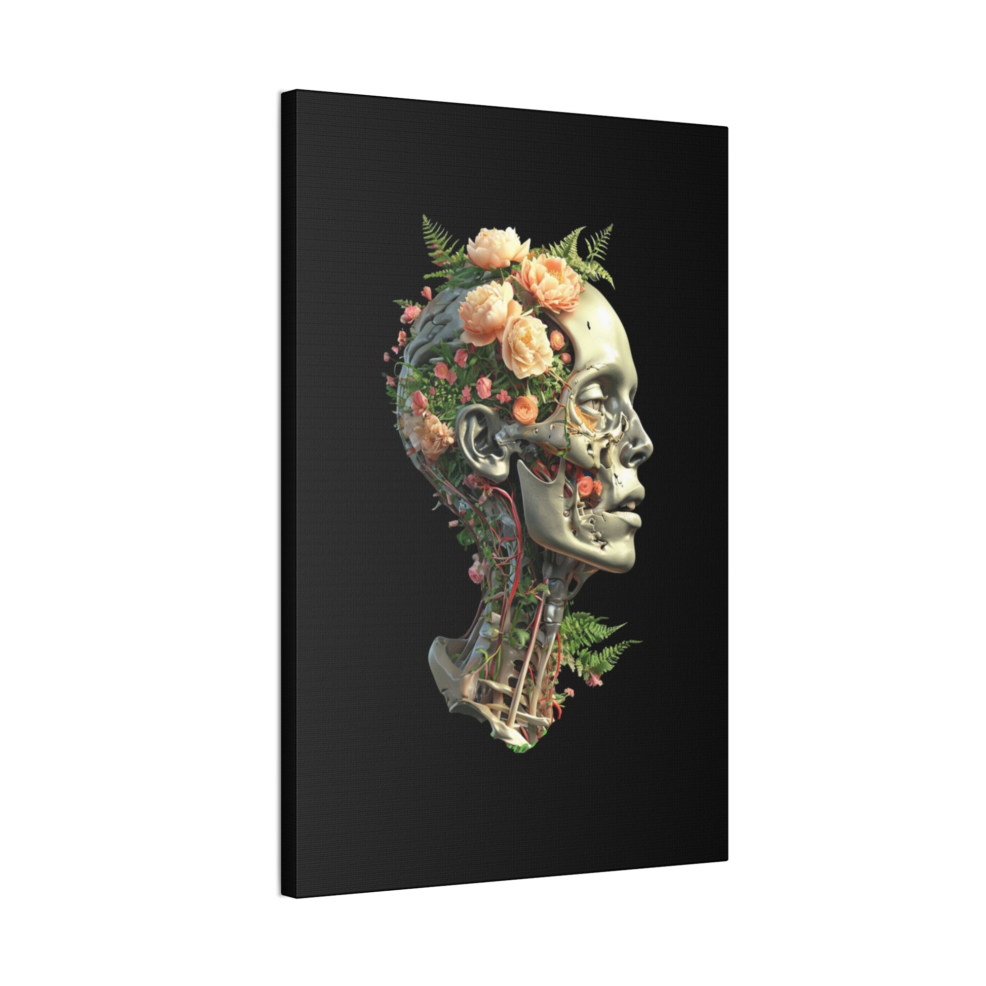 Floral Anatomical Canvas Art, Botanical Skull Print, Home Decor, Gift for Medical Students, Unique Wall Art, Modern Art Decor