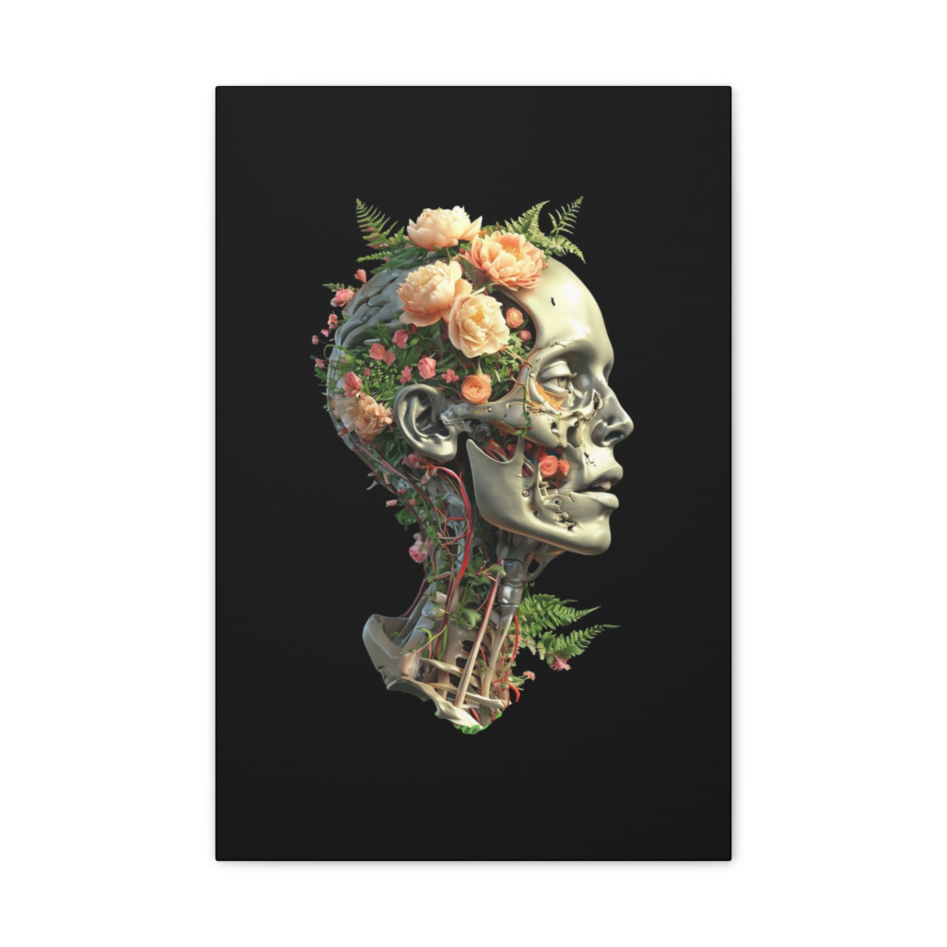 Floral Anatomical Canvas Art, Botanical Skull Print, Home Decor, Gift for Medical Students, Unique Wall Art, Modern Art Decor