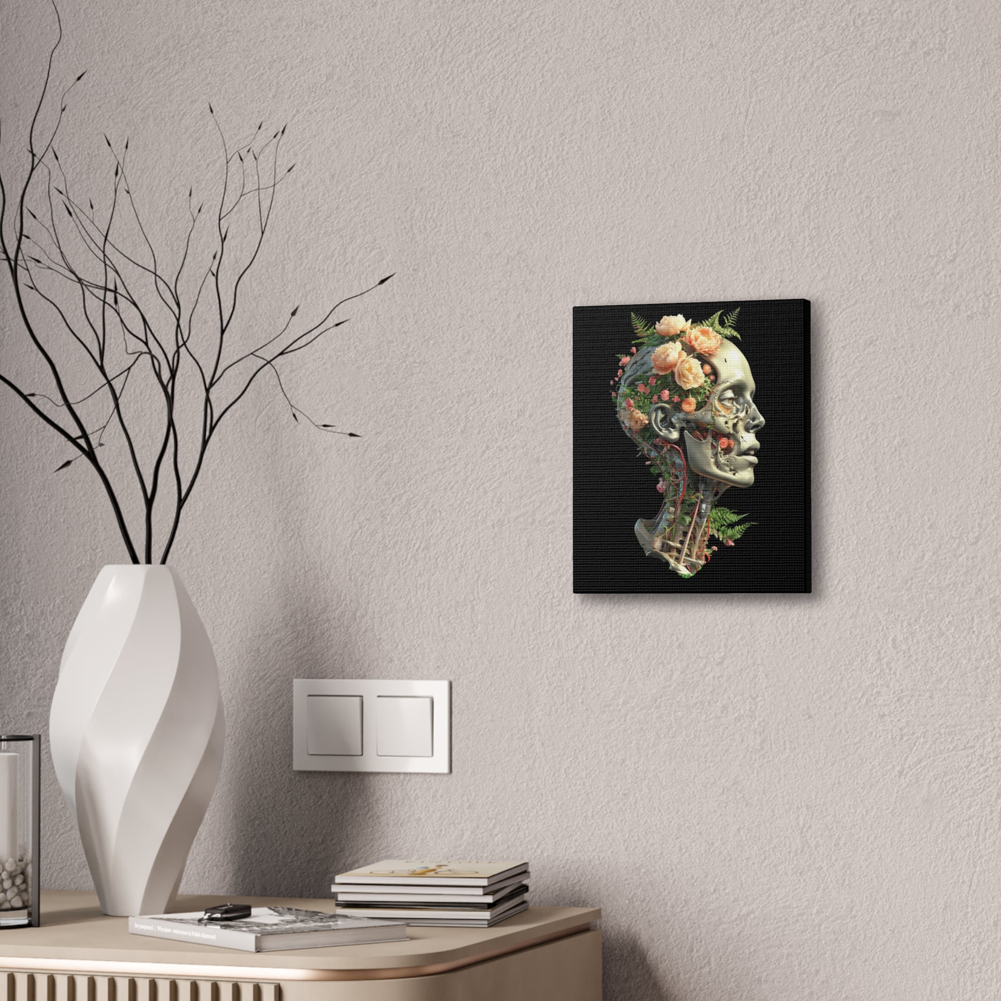 Floral Anatomical Canvas Art, Botanical Skull Print, Home Decor, Gift for Medical Students, Unique Wall Art, Modern Art Decor
