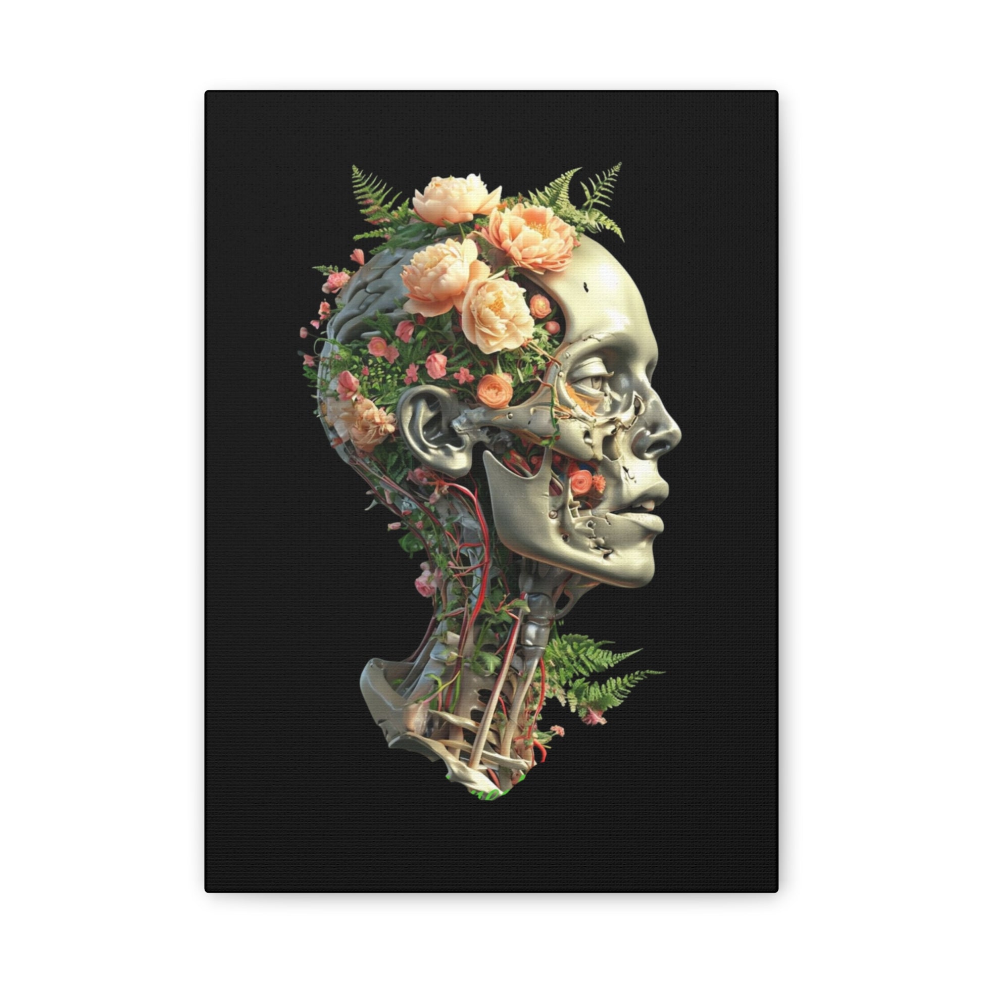 Floral Anatomical Canvas Art, Botanical Skull Print, Home Decor, Gift for Medical Students, Unique Wall Art, Modern Art Decor