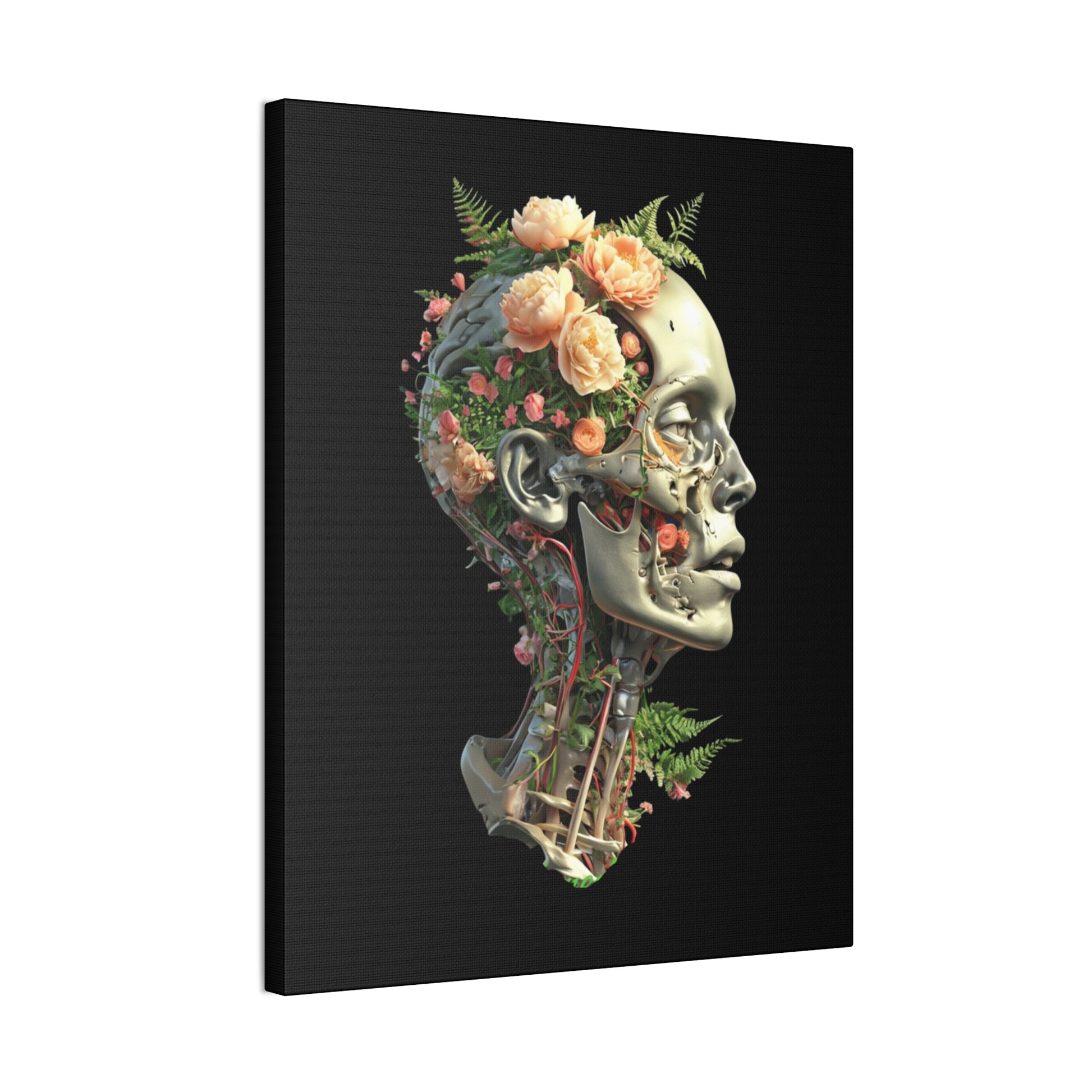 Floral Anatomical Canvas Art, Botanical Skull Print, Home Decor, Gift for Medical Students, Unique Wall Art, Modern Art Decor