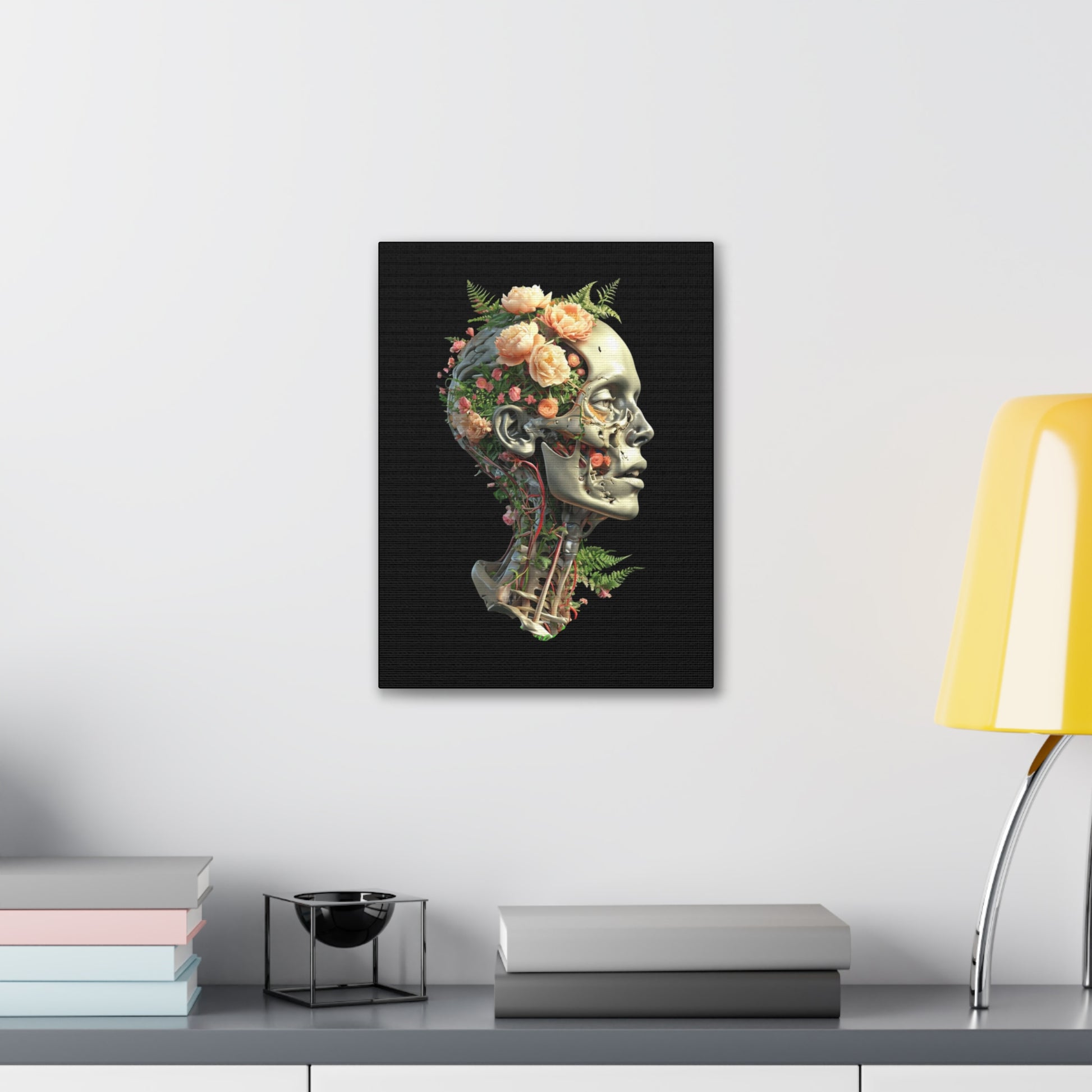 Floral Anatomical Canvas Art, Botanical Skull Print, Home Decor, Gift for Medical Students, Unique Wall Art, Modern Art Decor