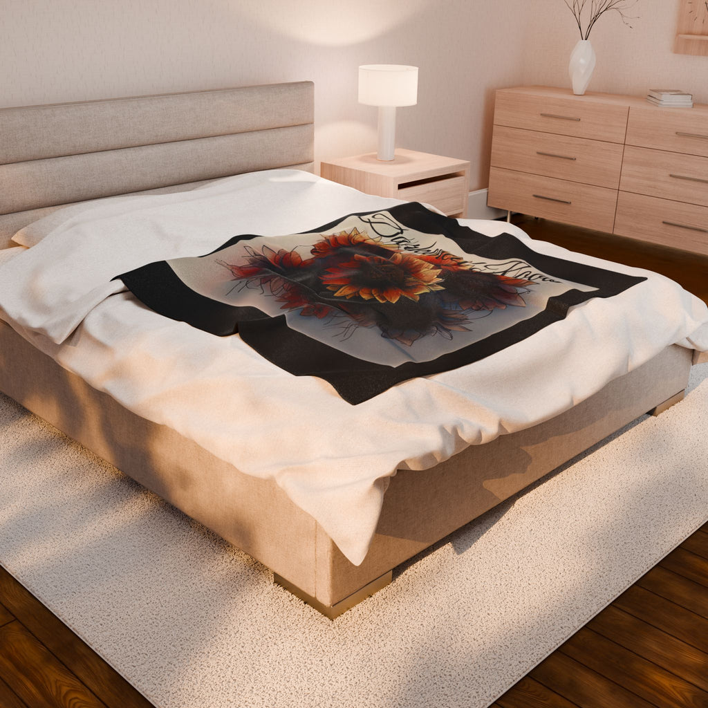 Cozy Velveteen Plush Blanket for Home Decor, Gift for Fall, Soft Floral Throw, Warm Comfort Blanket, Snuggle Up, Relaxation Gift