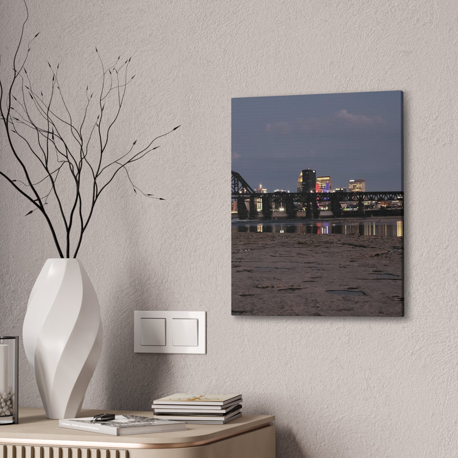 Urban Nightscape Canvas Art, Modern Wall Decor, Cityscape Print, Home Aesthetic, Living Room Artwork