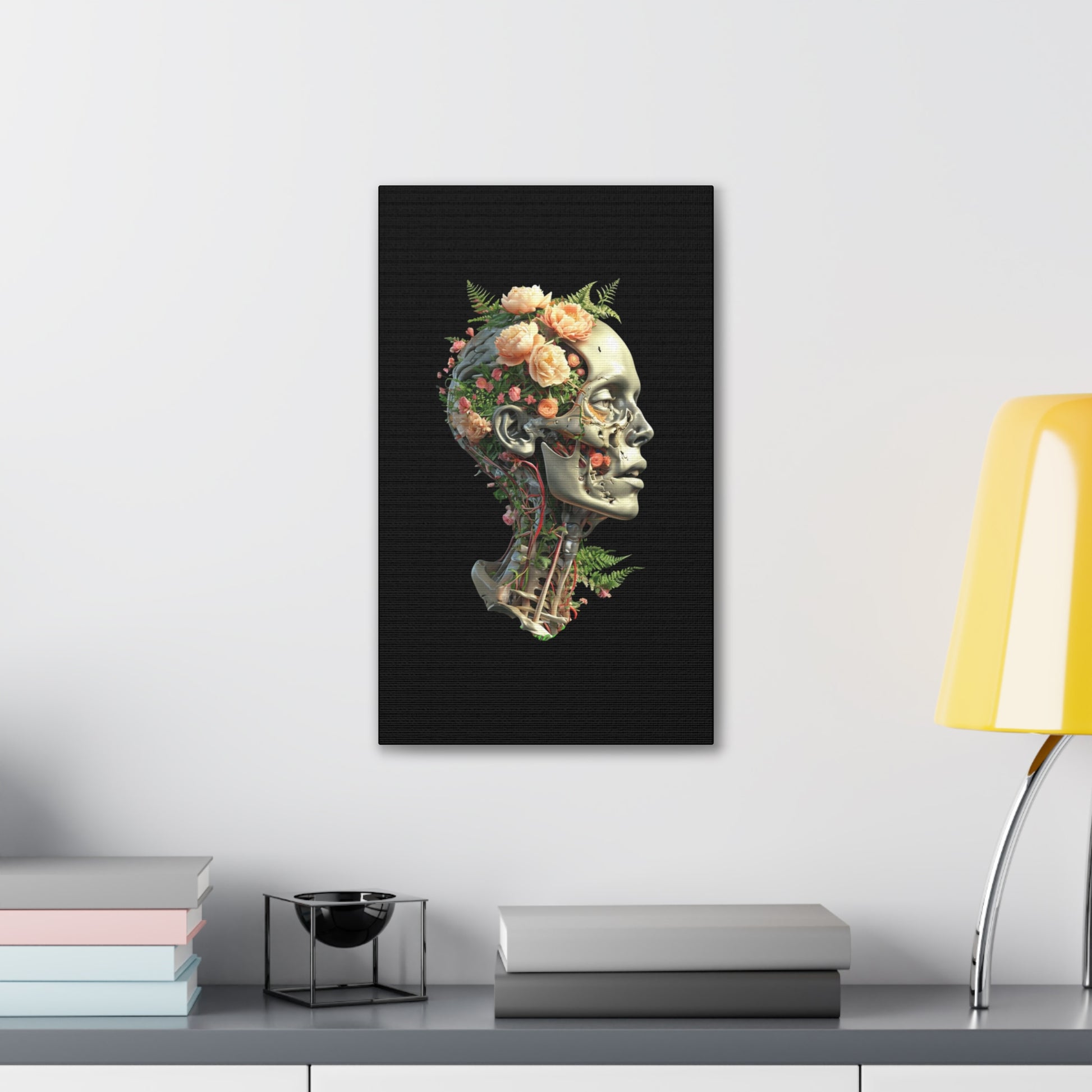 Floral Anatomical Canvas Art, Botanical Skull Print, Home Decor, Gift for Medical Students, Unique Wall Art, Modern Art Decor