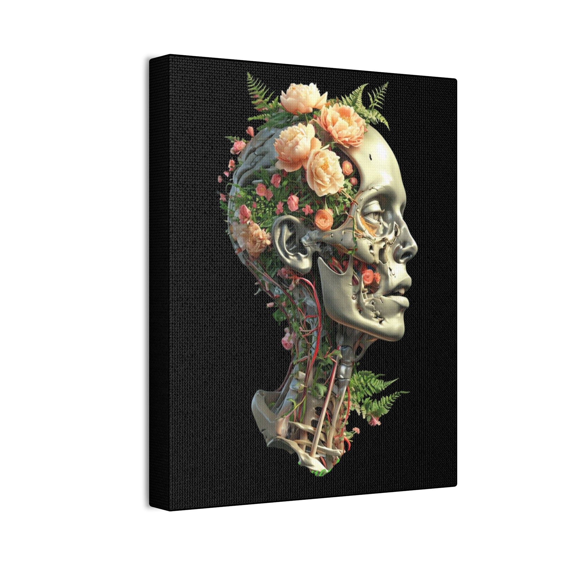 Floral Anatomical Canvas Art, Botanical Skull Print, Home Decor, Gift for Medical Students, Unique Wall Art, Modern Art Decor