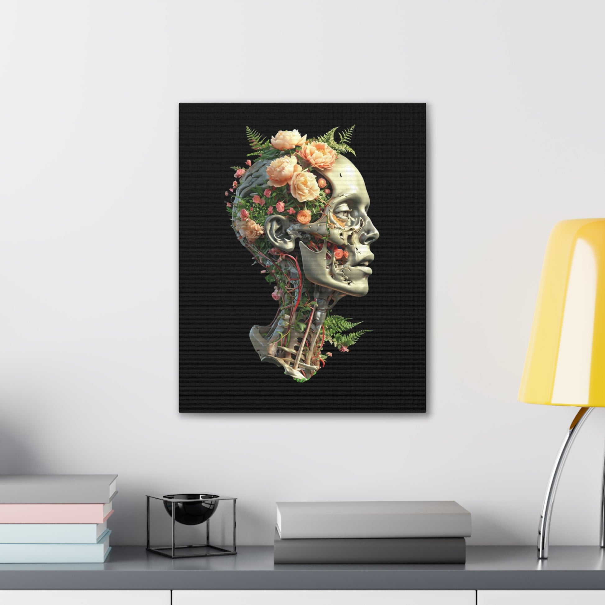 Floral Anatomical Canvas Art, Botanical Skull Print, Home Decor, Gift for Medical Students, Unique Wall Art, Modern Art Decor